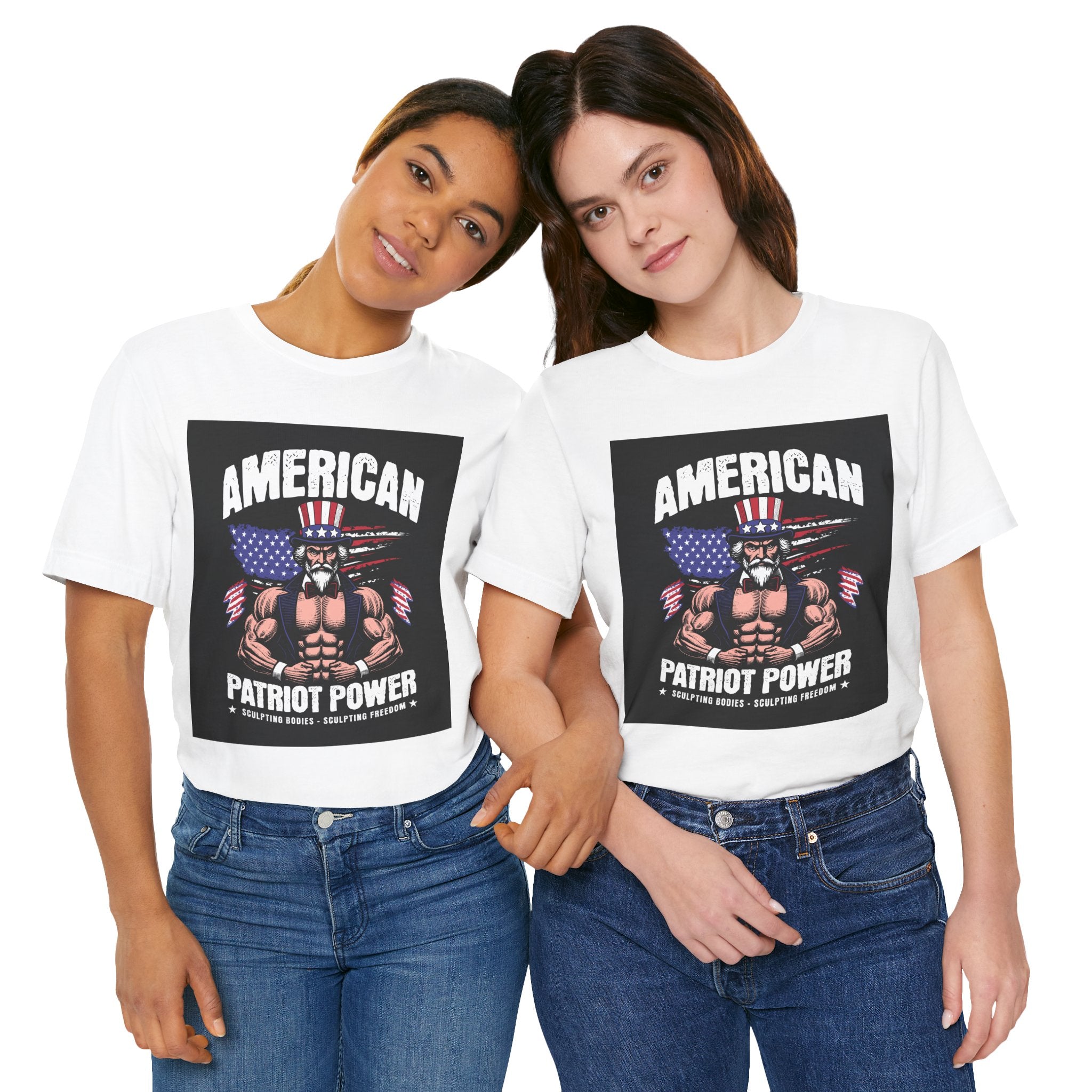 Patriot Power T-Shirt — American Flag Uncle Sam Muscle Graphic Tee