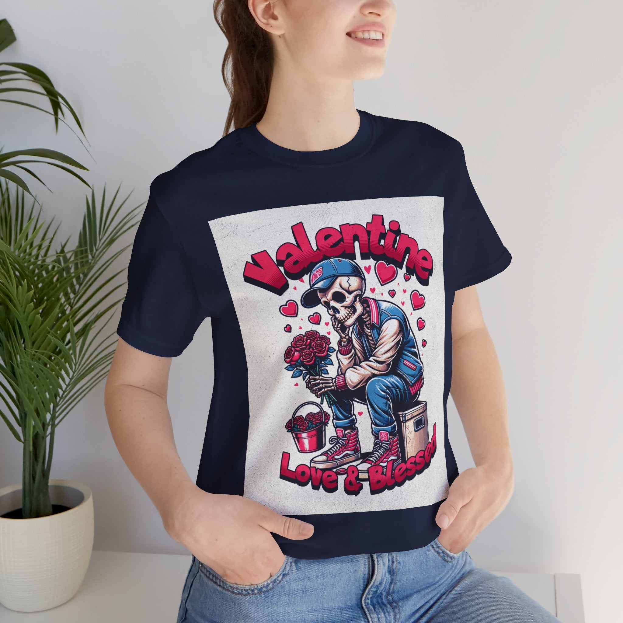 Valentine Skull T-Shirt – "Love & Blessed" Gothic Valentine Tee