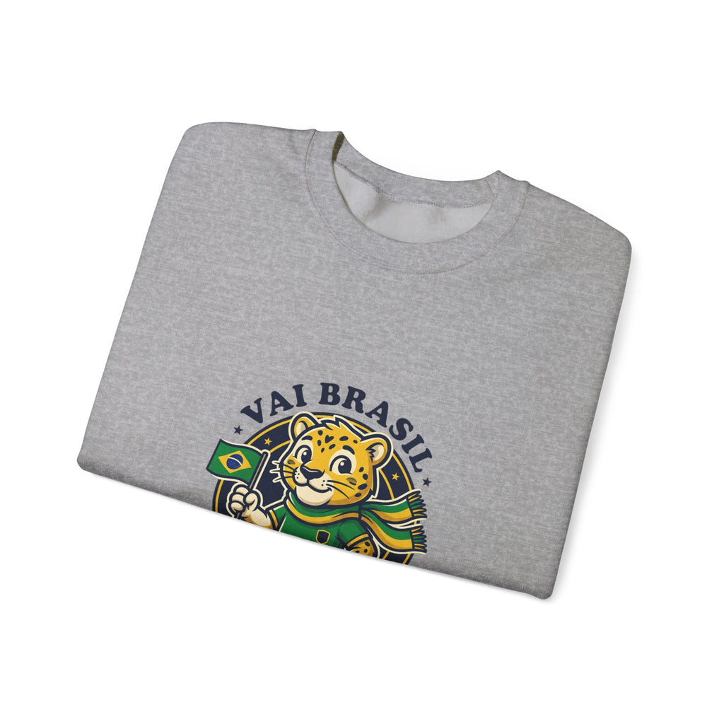 Vai Brasil Tiger Soccer Crewneck Sweatshirt | Brazil Flag, National Pride