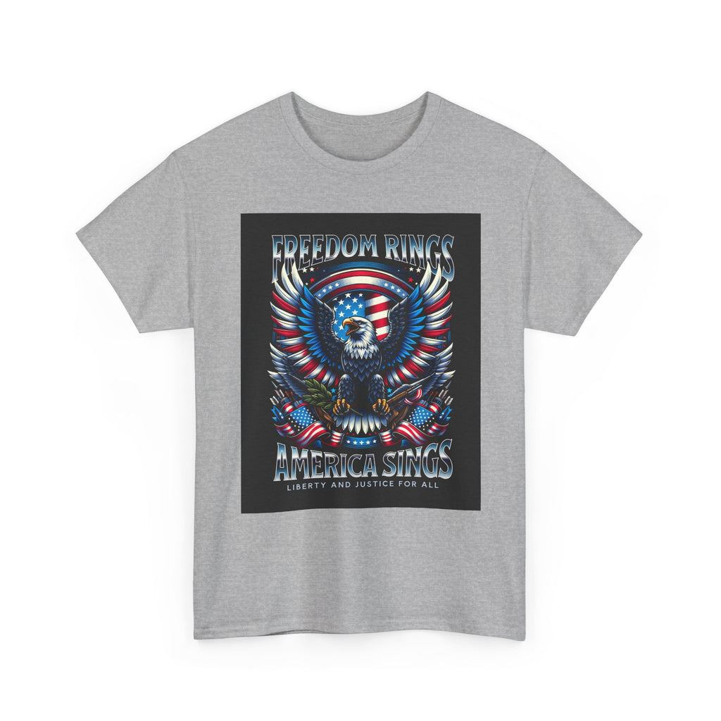 Eagle & American Flag Tee — "Freedom Rings, America Sings" Patriotic T-Shirt