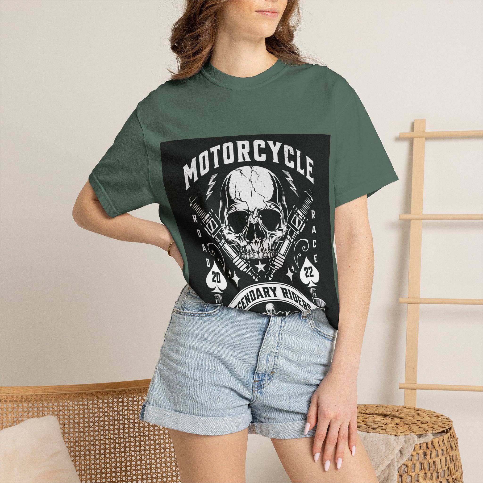 Motorcycle Skull Tee — "Legendary Riders" Vintage Biker Graphic T-Shirt