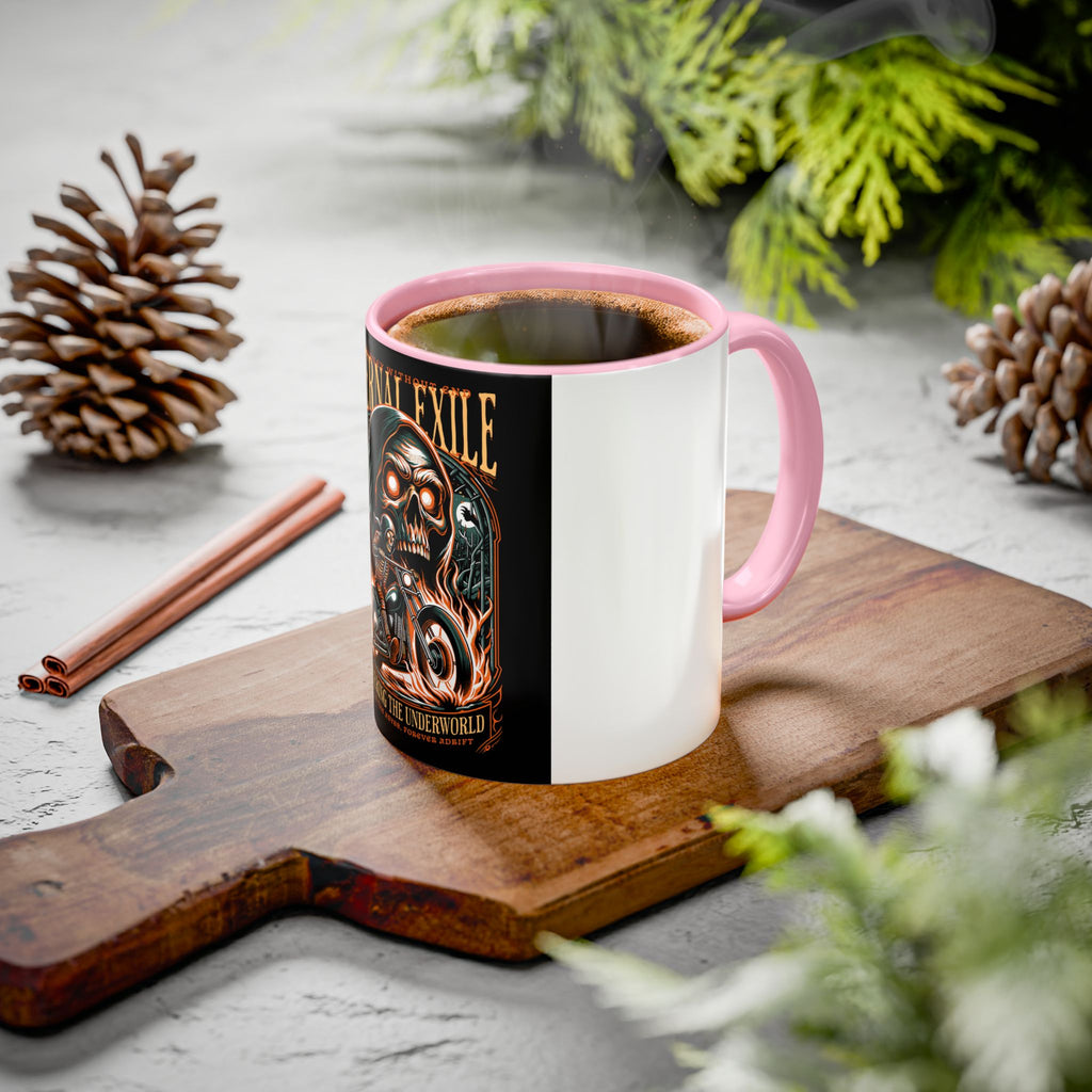 Eternal Exile Skull Biker Mug — Gothic Motorcycle Coffee Cup (11oz/15oz)