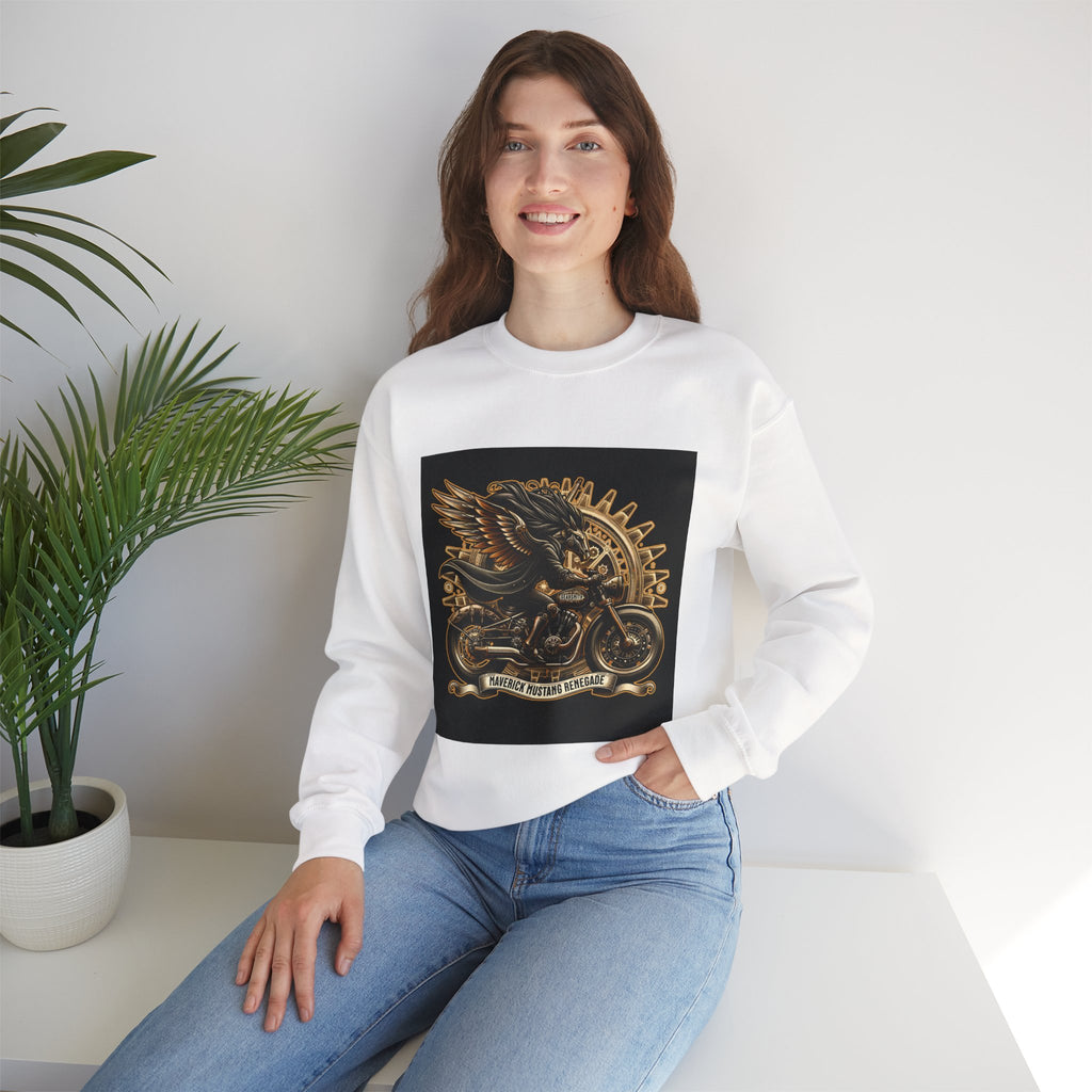 Motorcycle Eagle Crewneck Sweatshirt – "Liberty Rider" Vintage Biker Graphic