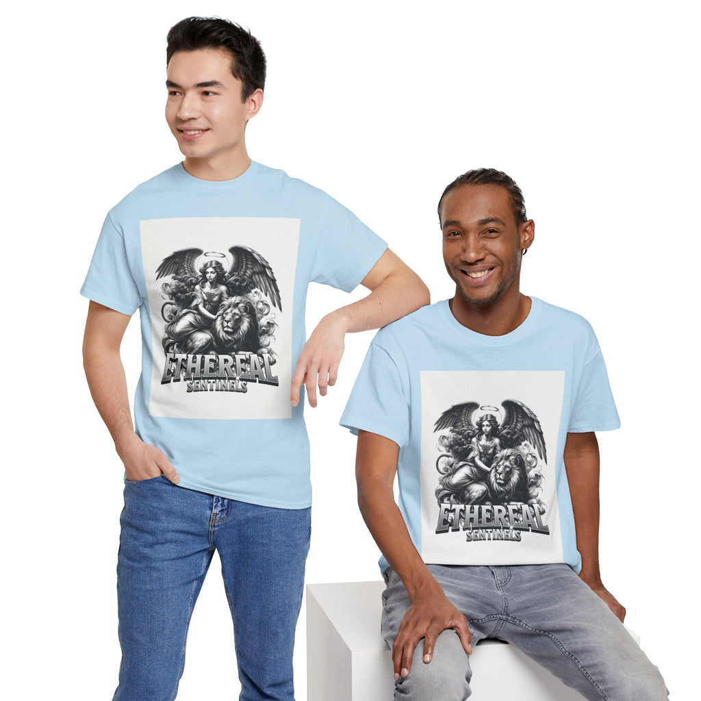 Angel & Lion Graphic Tee — "Ethereal" Vintage Gothic Streetwear