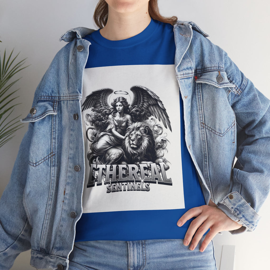 Angel & Lion Graphic Tee — "Ethereal" Vintage Gothic Streetwear