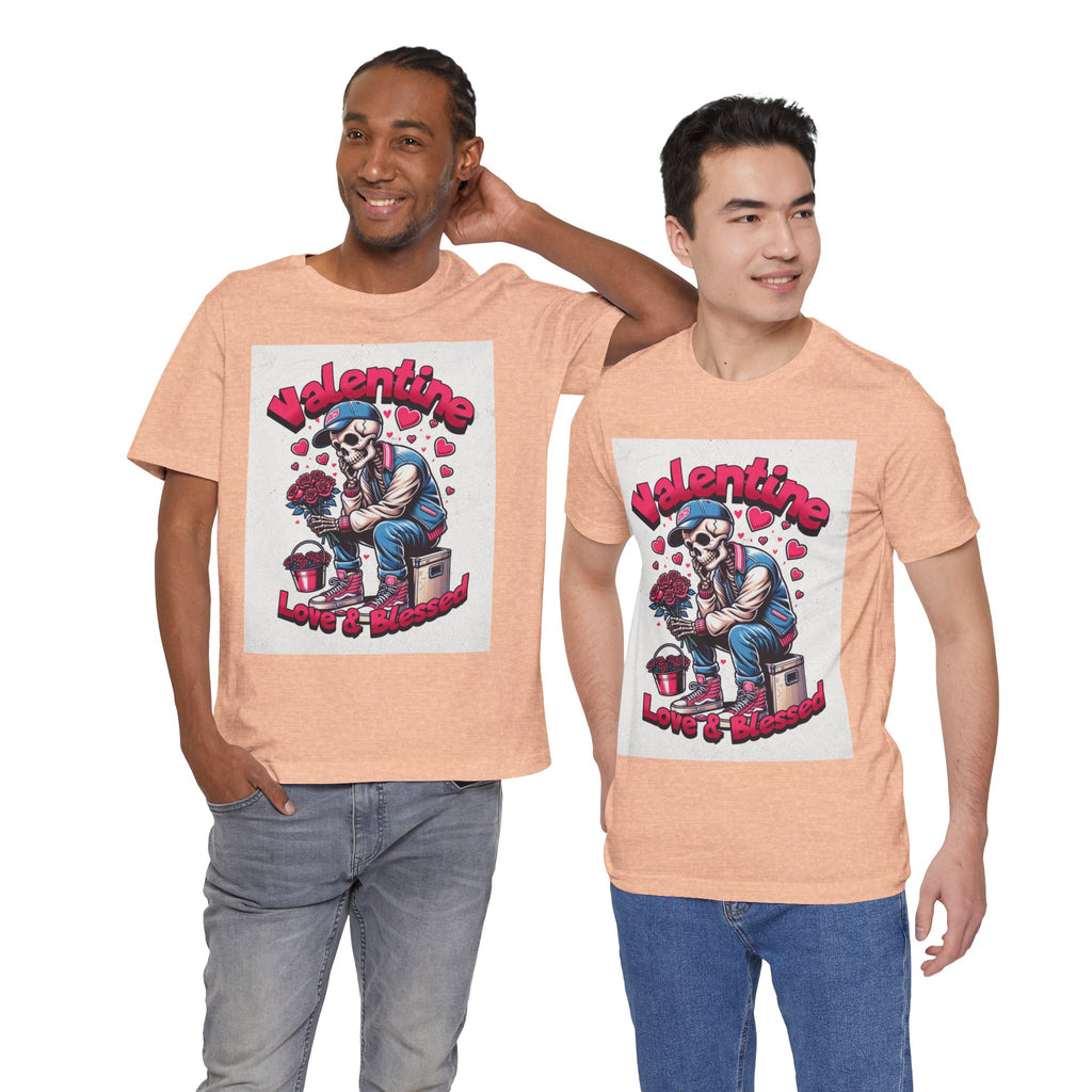 Valentine Skull T-Shirt – "Love & Blessed" Gothic Valentine Tee