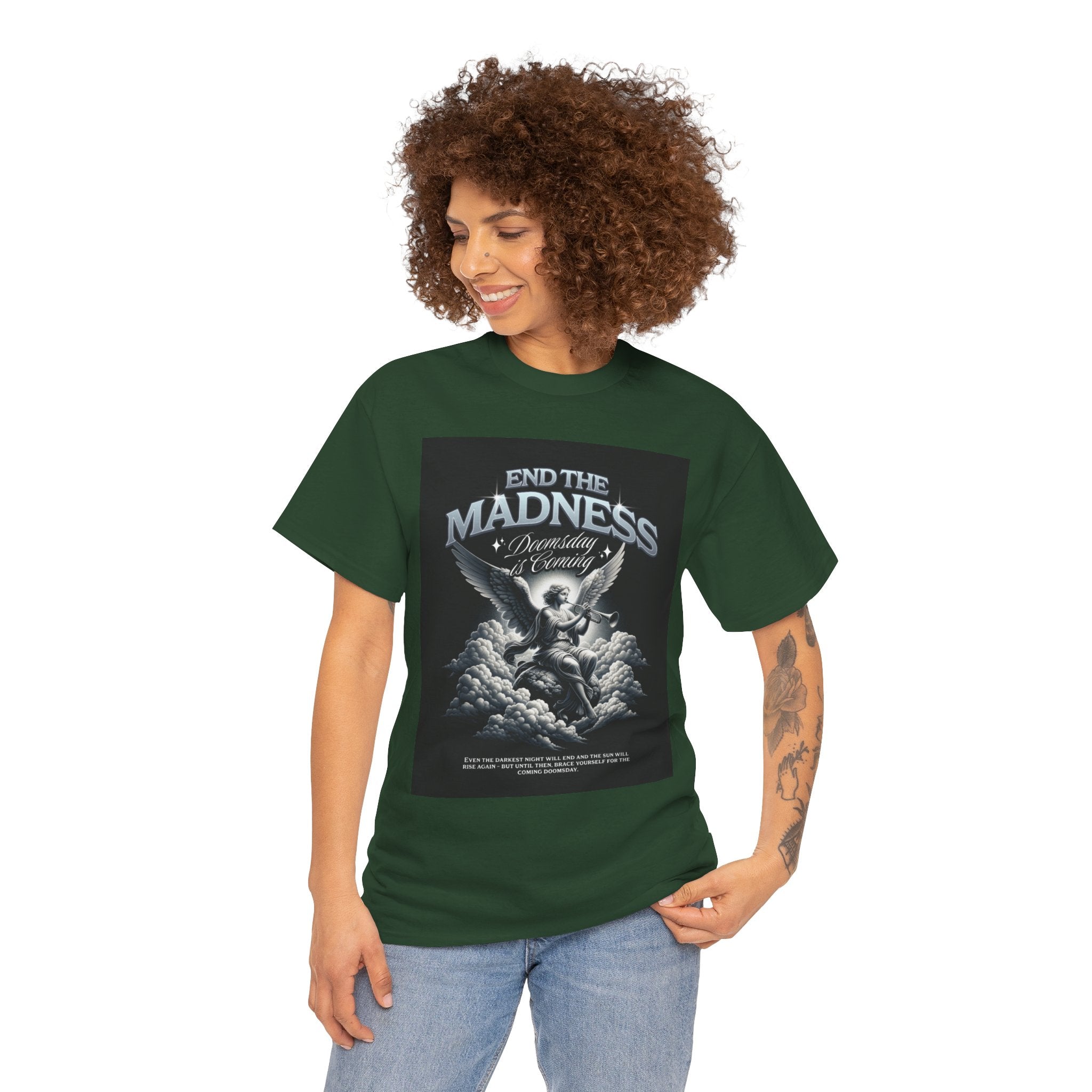 End the Madness Angel Graphic Tee — Vintage Gothic Band-Style T-Shirt