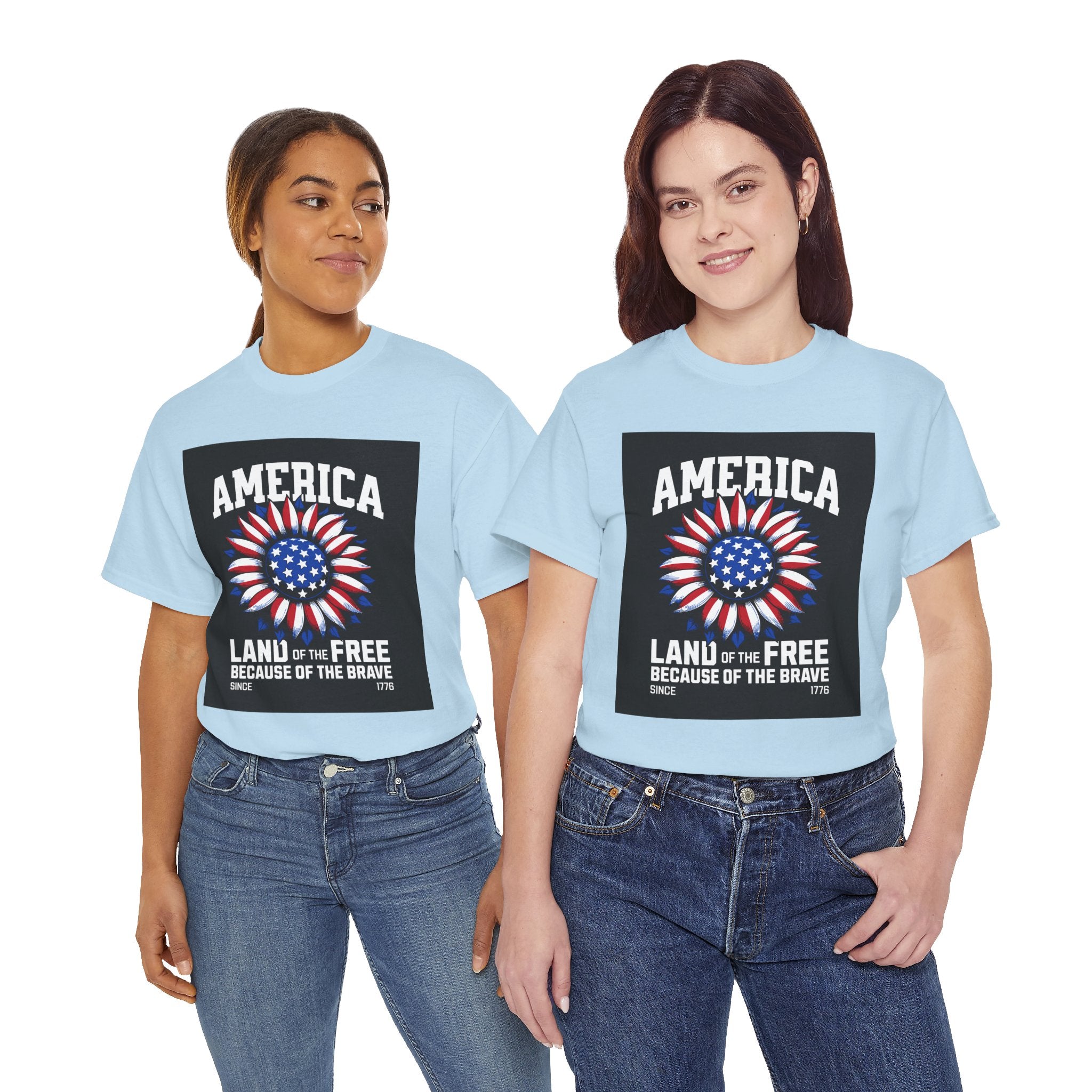 Patriotic America Tee — "Land of the Free Because of the Brave" Cotton T-Shirt