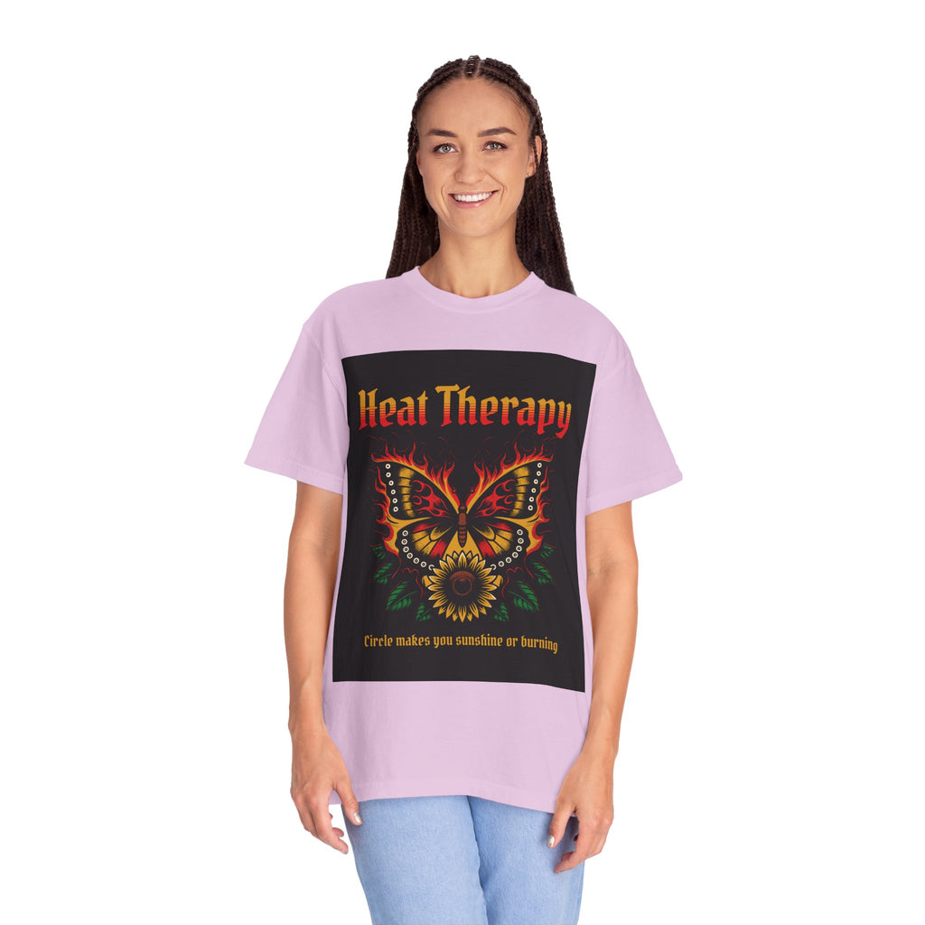 Heat Therapy Butterfly T-Shirt — Retro Floral Sunflower Design