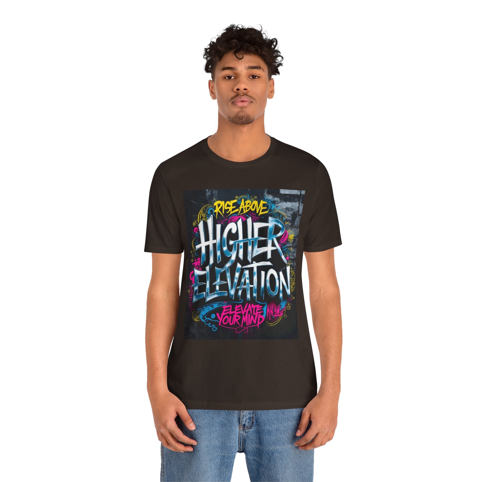 Higher Elevation Graffiti T-Shirt — "Rise Above, Elevate Your Mind"
