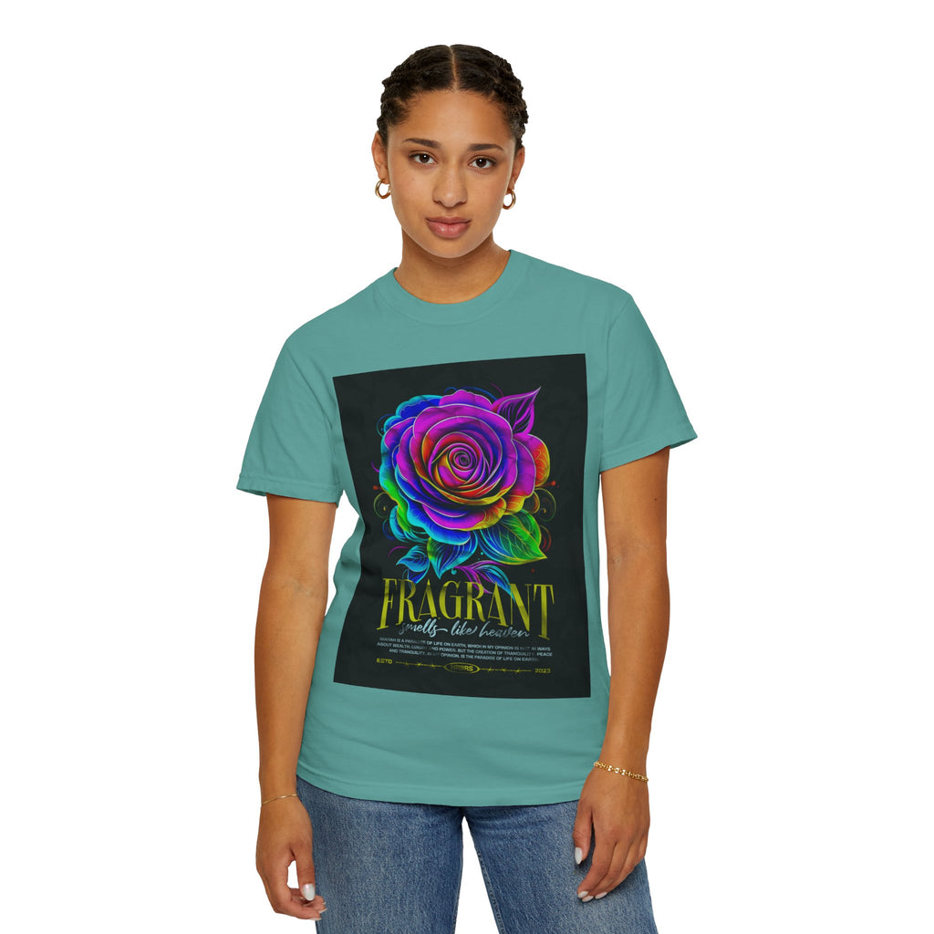 Fragrant Rainbow Rose T-Shirt — Vibrant Floral Graphic Tee