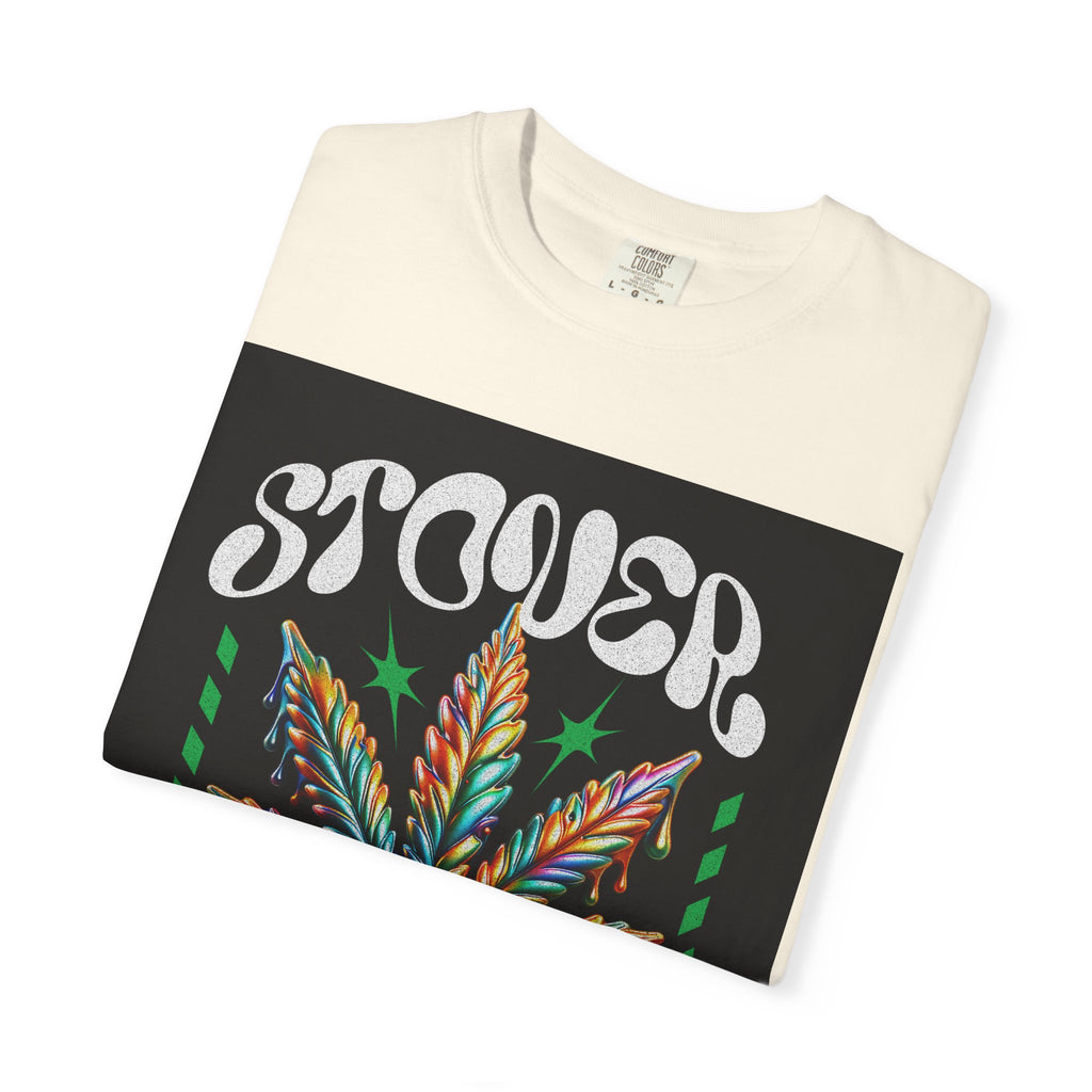 T-Shirt — Stover "Grow Your Own Serenity" Colorful Cannabis Leaf Graphic