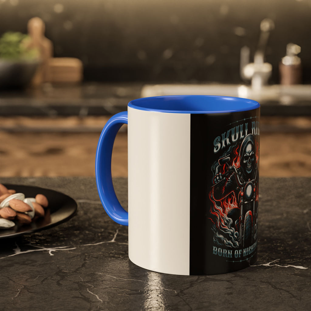 Skull Rider Motorcycle Mug – "Born of Nightmares" Biker Coffee Cup (11oz/15oz)