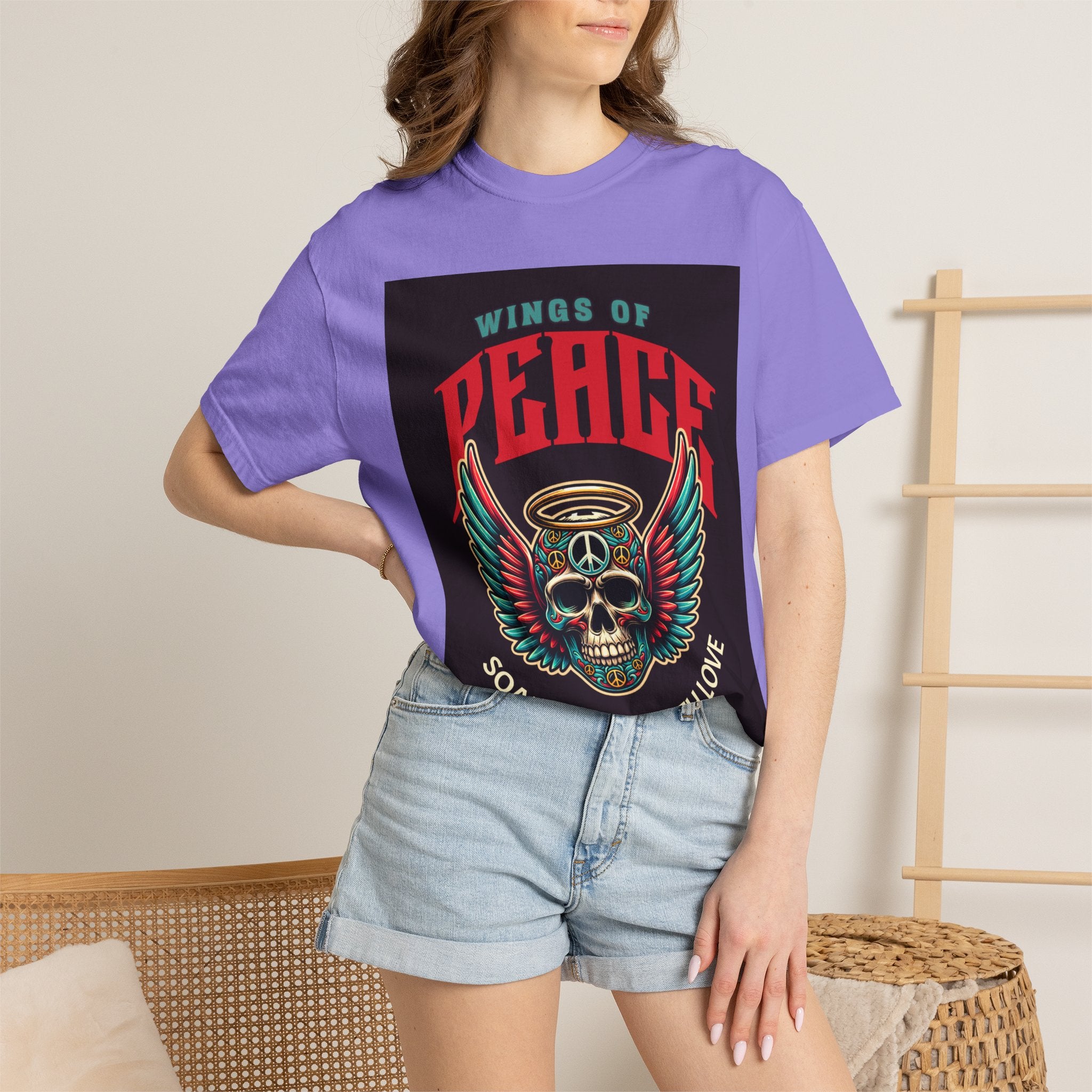 Wings of Peace Skull T-Shirt — "Soar Above With Love" Vintage Graphic Tee