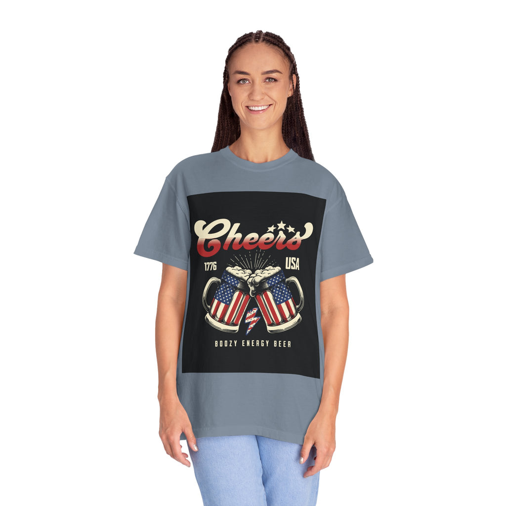 Cheers USA T-Shirt — Patriotic Beer Mugs Graphic Tee (1776)