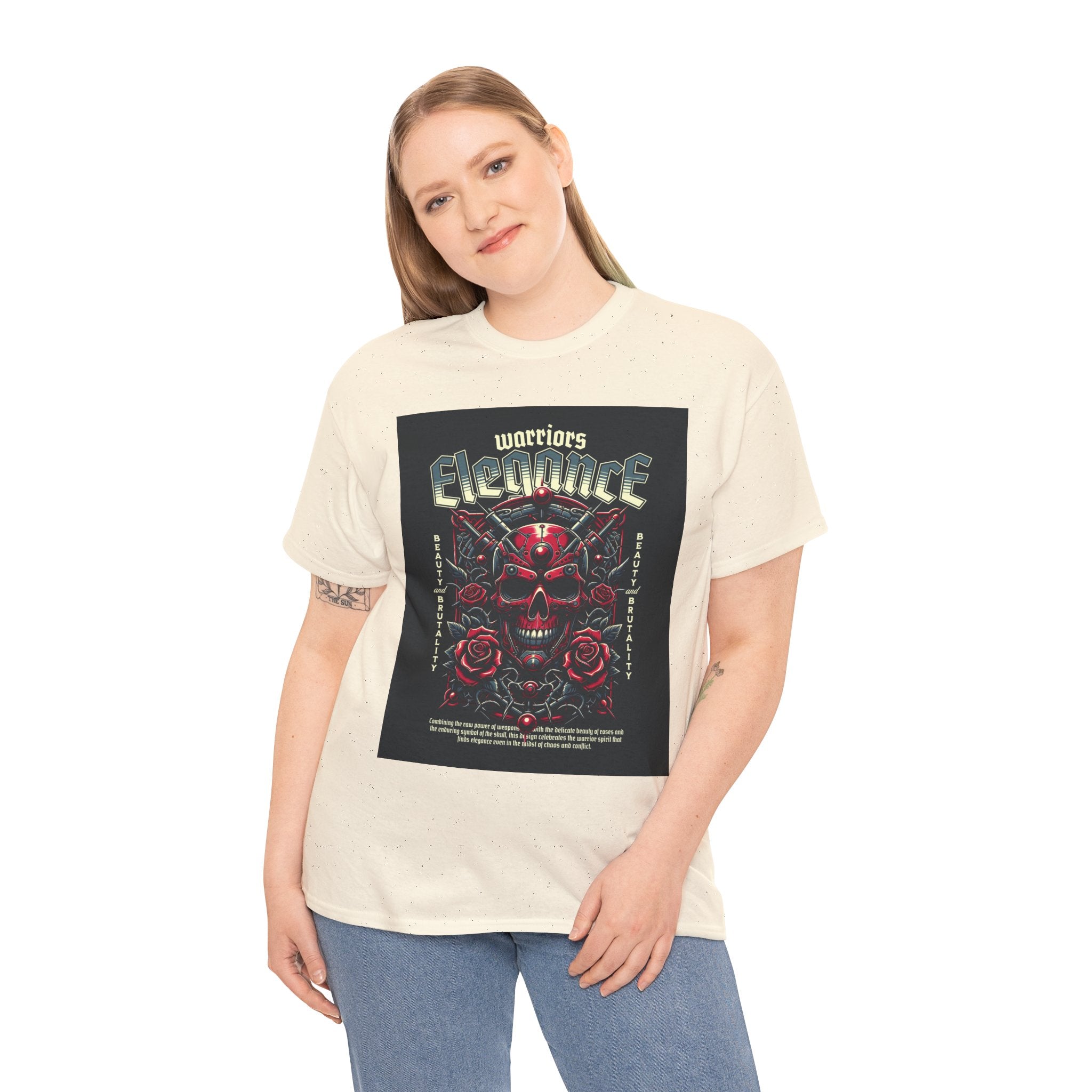 Warriors Electric Skull T‑Shirt — Red Skull & Roses Rock Graphic Tee