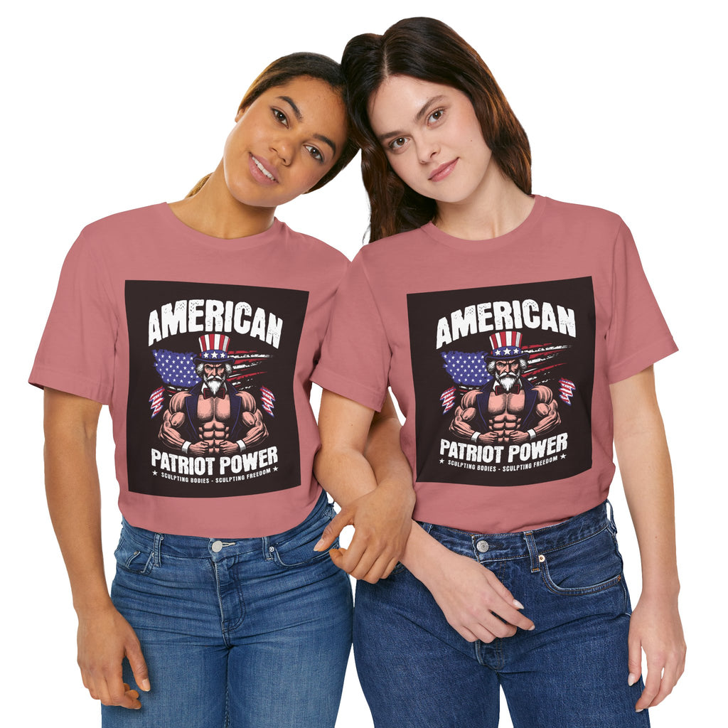 Patriot Power T-Shirt — American Flag Uncle Sam Muscle Graphic Tee