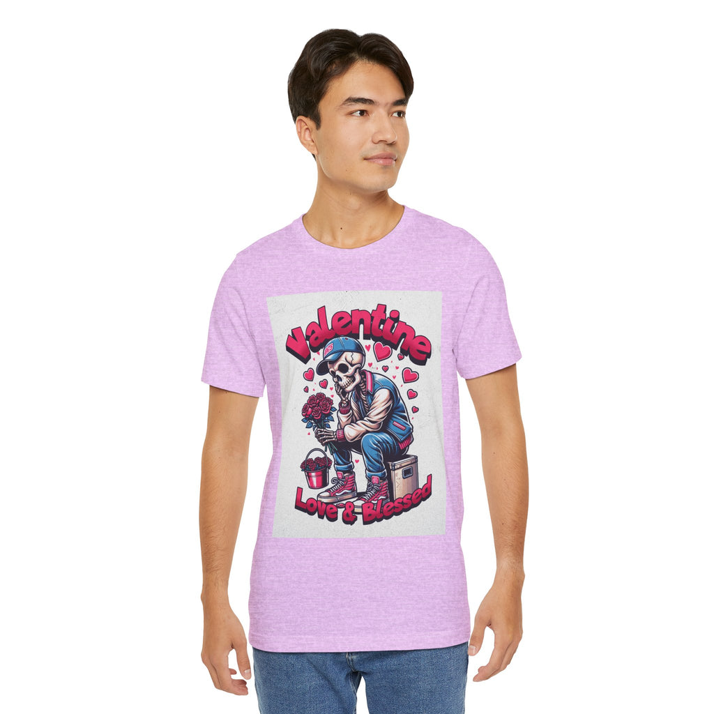 Valentine Skull T-Shirt – "Love & Blessed" Gothic Valentine Tee