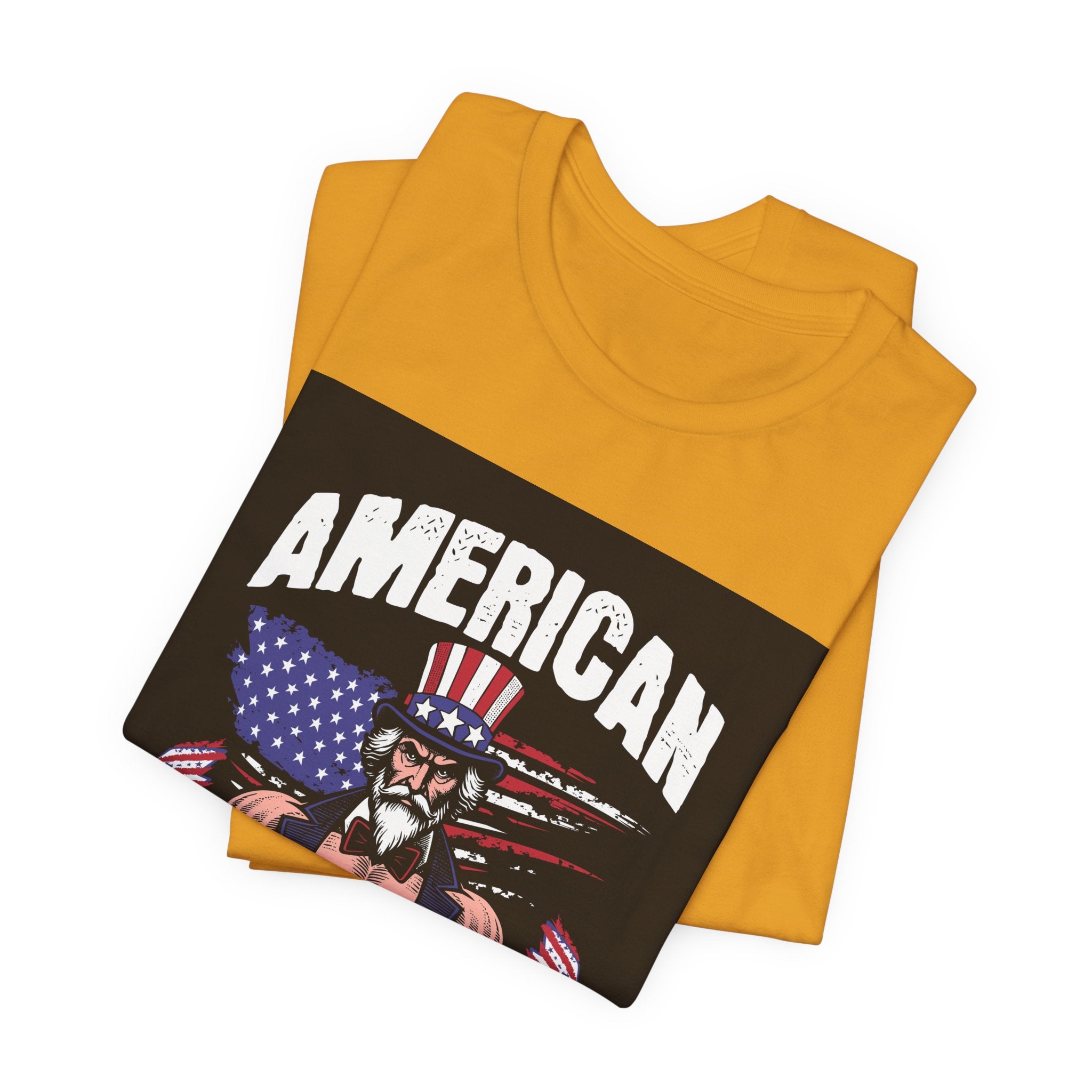 Patriot Power T-Shirt — American Flag Uncle Sam Muscle Graphic Tee