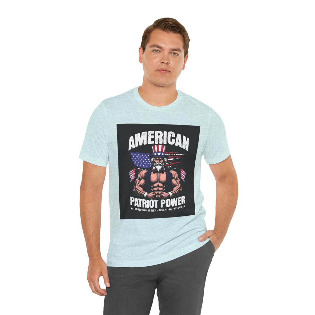Patriot Power T-Shirt — American Flag Uncle Sam Muscle Graphic Tee