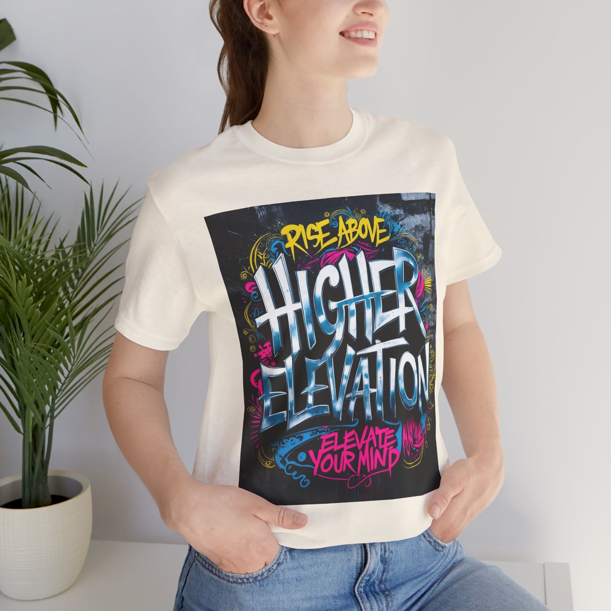 Higher Elevation Graffiti T-Shirt — "Rise Above, Elevate Your Mind"