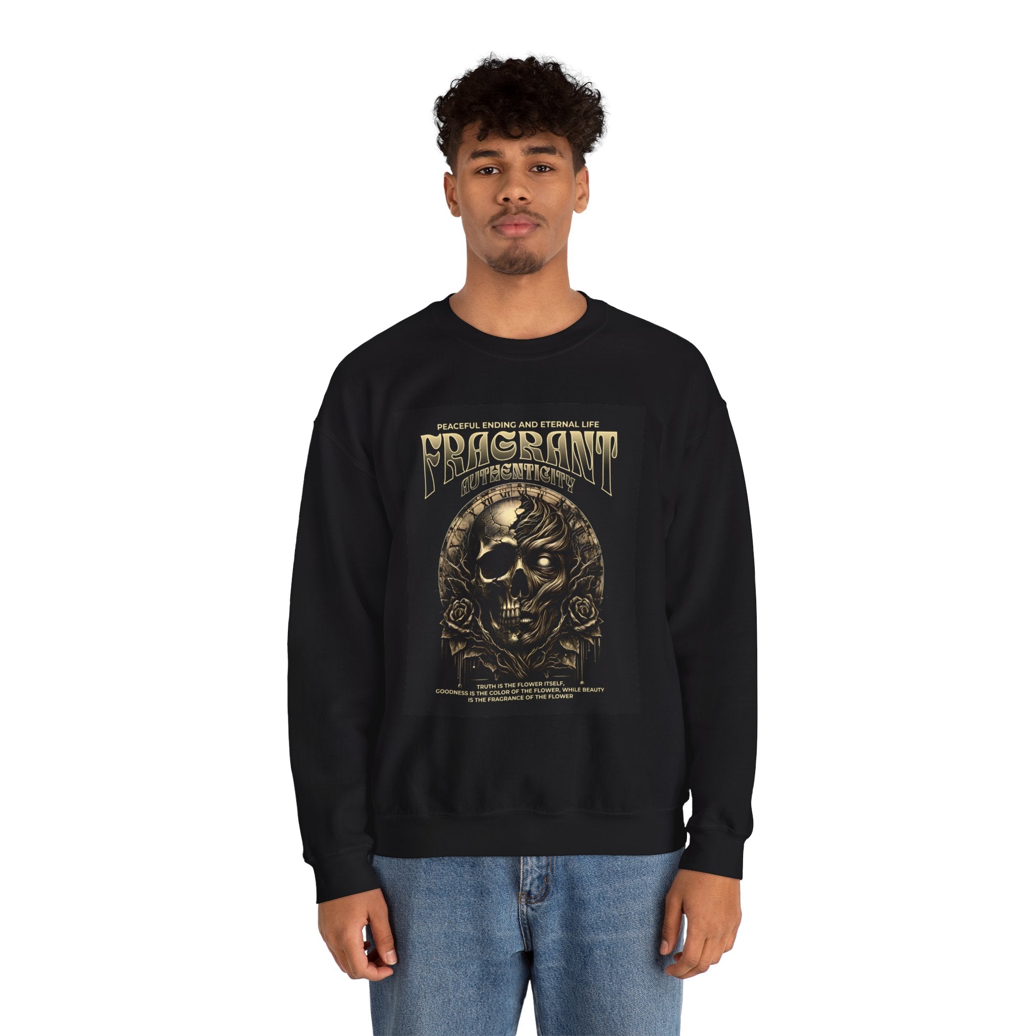Skull & Roses Crewneck Sweatshirt — “Decrepit” Gothic Graphic
