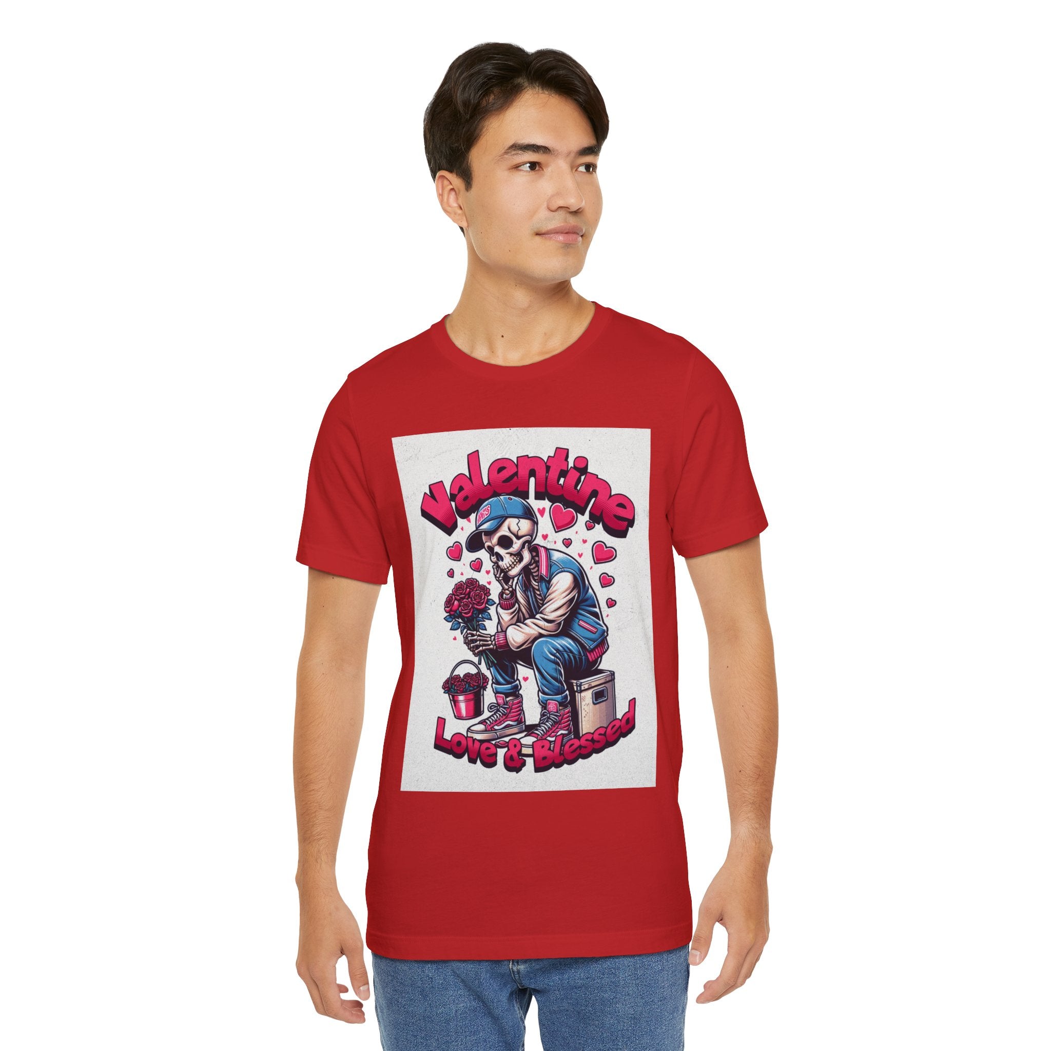 Valentine Skull T-Shirt – "Love & Blessed" Gothic Valentine Tee
