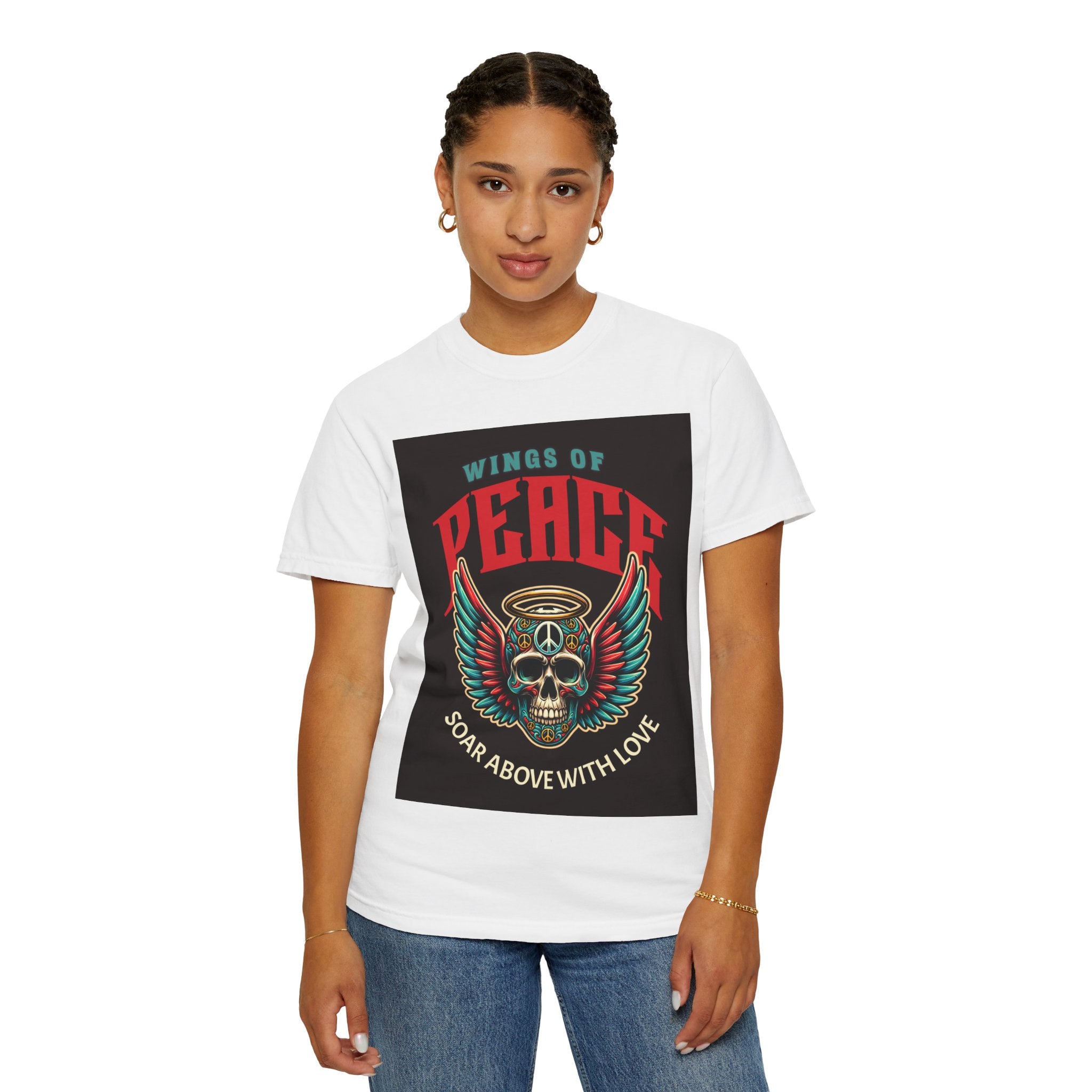 Wings of Peace Skull T-Shirt — "Soar Above With Love" Vintage Graphic Tee