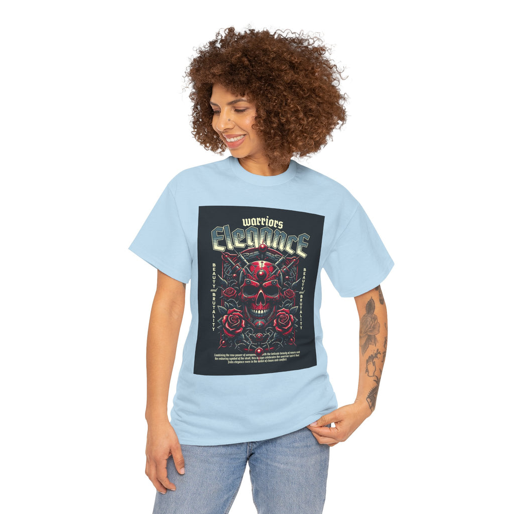 Warriors Electric Skull T‑Shirt — Red Skull & Roses Rock Graphic Tee