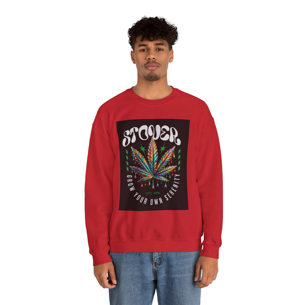 Sweatshirt — Stoner 'Grow Your Own Serenity' Colorful Cannabis Leaf Crewneck
