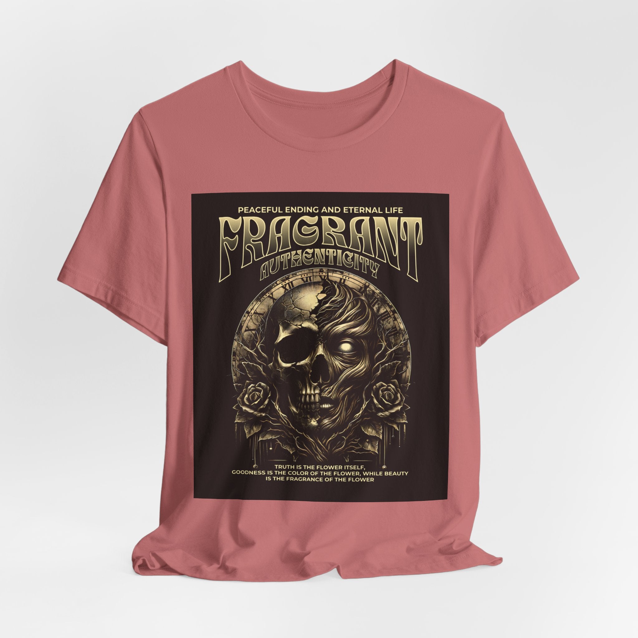 Skull & Roses Graphic Tee — "Fragrant" Vintage Gothic Band Shirt