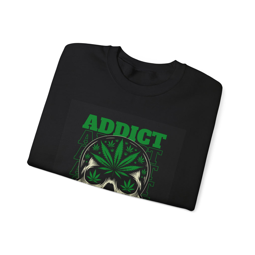 Skull & Cannabis 'Addict' Crewneck Sweatshirt — Conquer Your High Graphic Sweatshirt