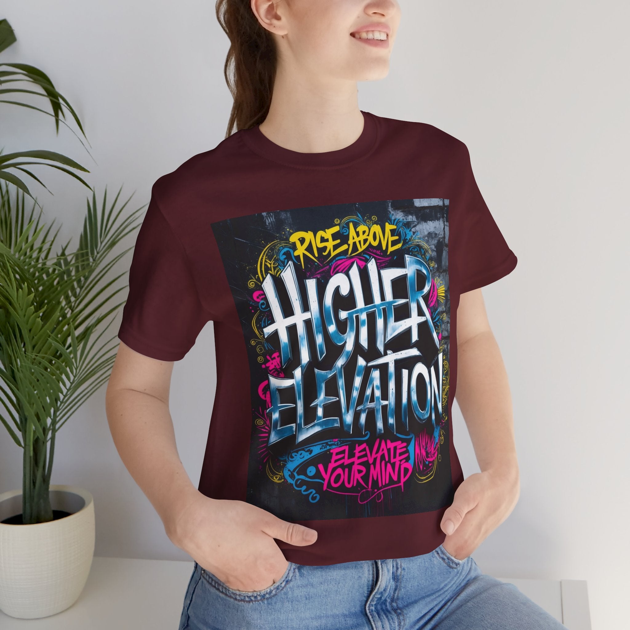 Higher Elevation Graffiti T-Shirt — "Rise Above, Elevate Your Mind"