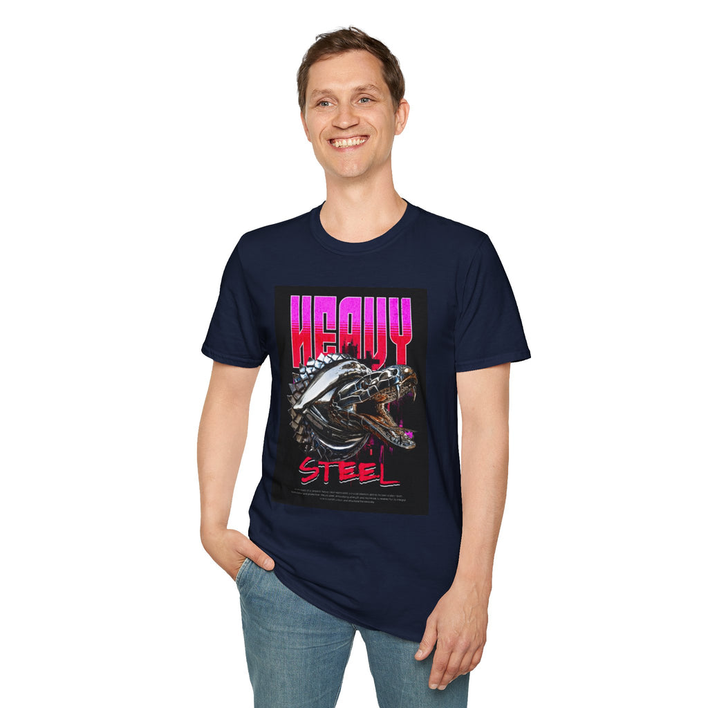 Heavy Steel T-Shirt — Retro Motorcycle Skull Graphic Tee