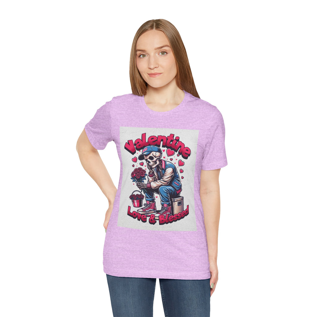 Valentine Skull T-Shirt – "Love & Blessed" Gothic Valentine Tee