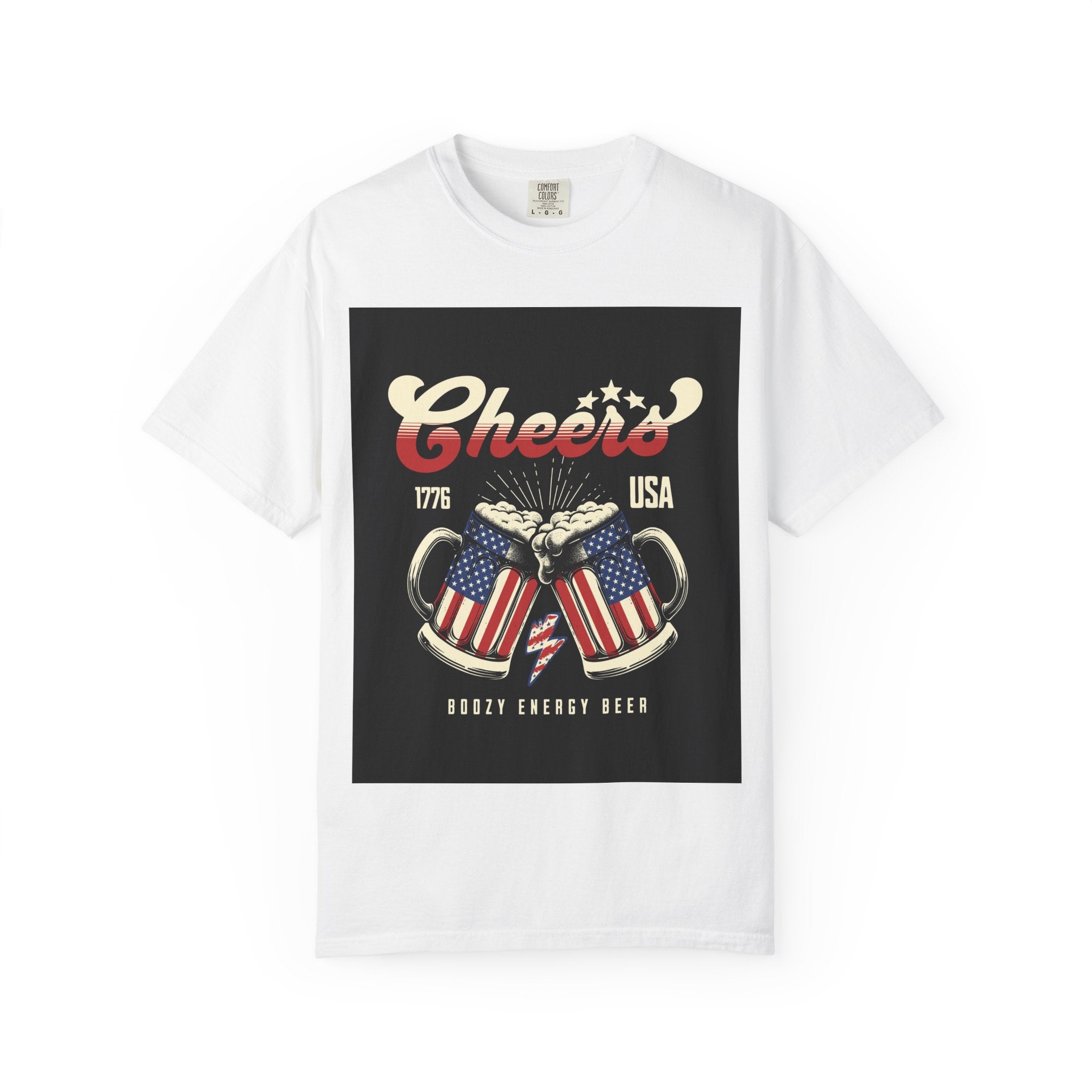 Cheers USA T-Shirt — Patriotic Beer Mugs Graphic Tee (1776)