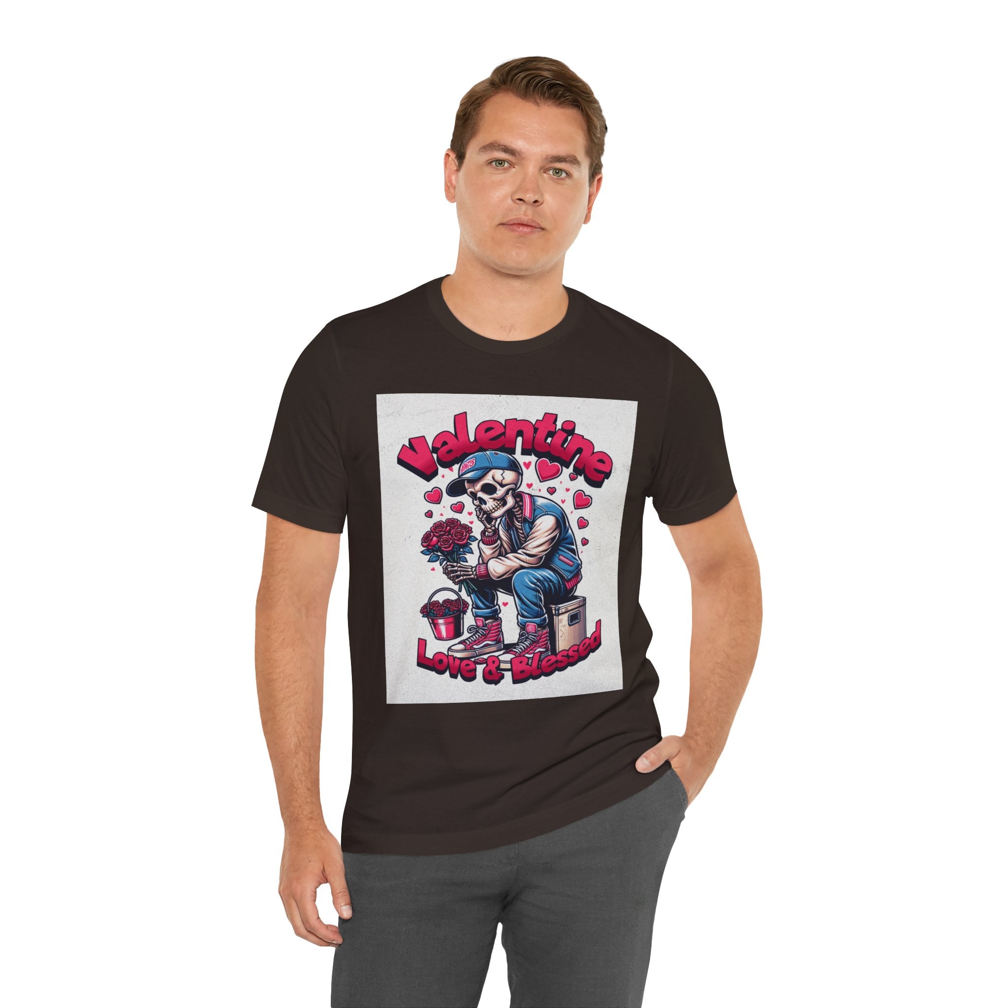 Valentine Skull T-Shirt – "Love & Blessed" Gothic Valentine Tee