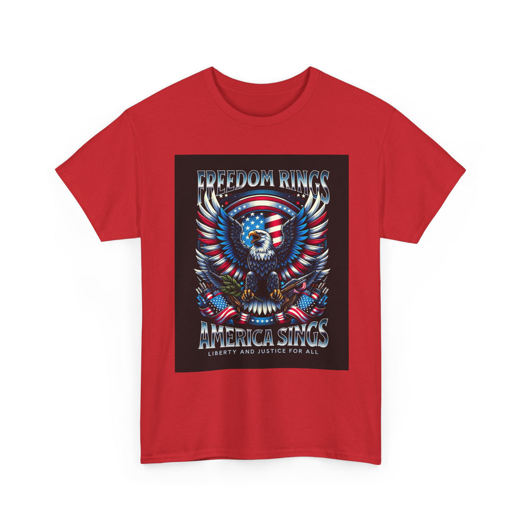 Eagle & American Flag Tee — "Freedom Rings, America Sings" Patriotic T-Shirt