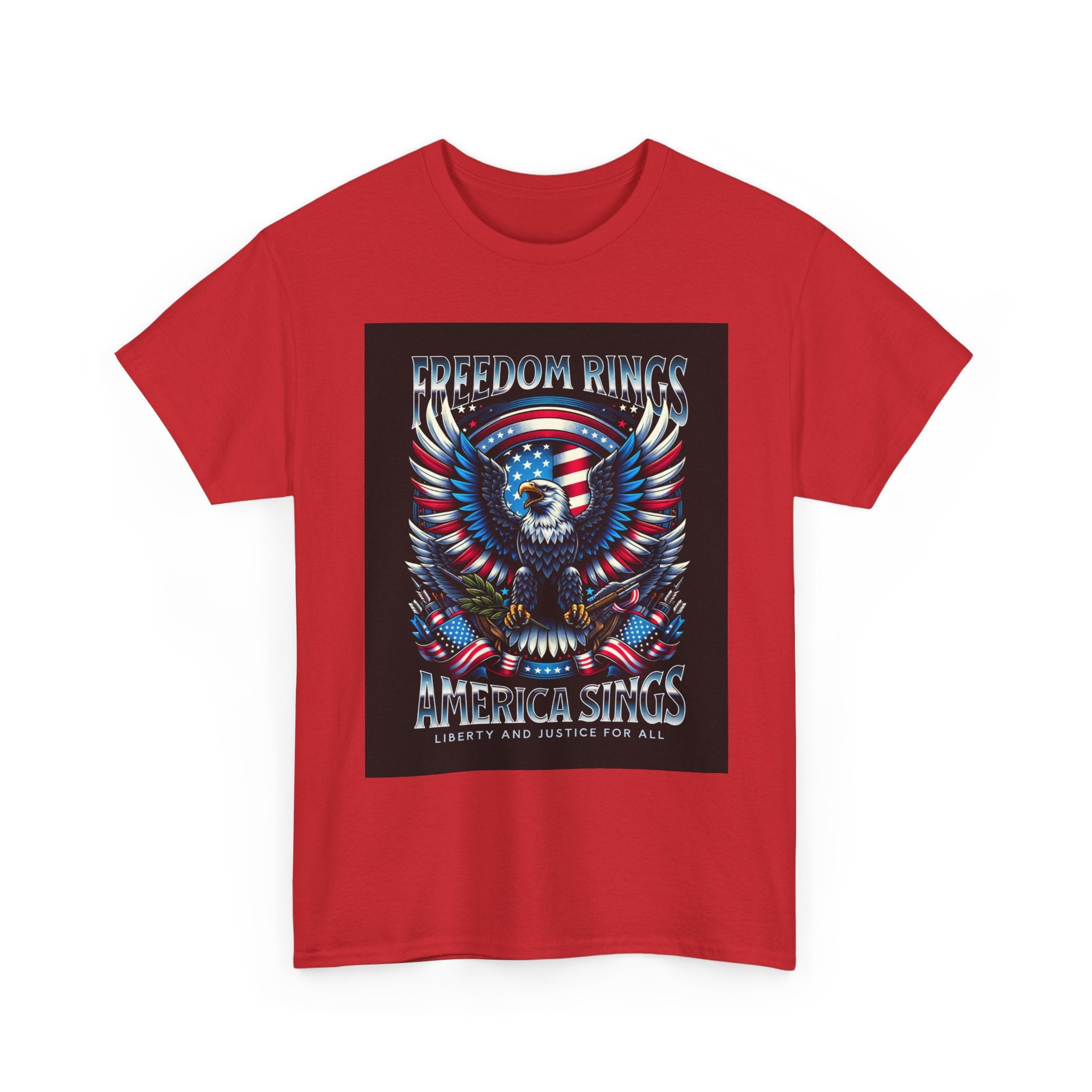 Eagle & American Flag Tee — "Freedom Rings, America Sings" Patriotic T-Shirt