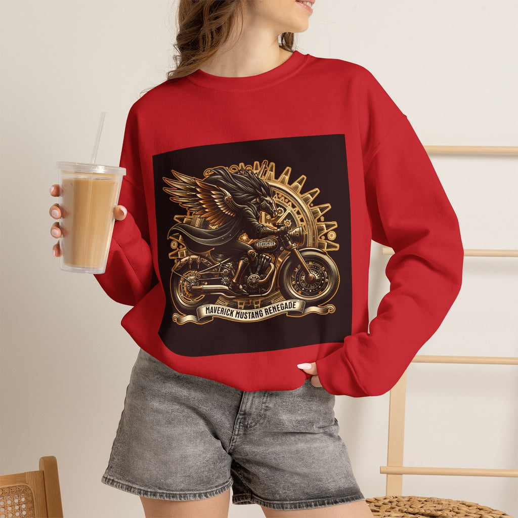Motorcycle Eagle Crewneck Sweatshirt – "Liberty Rider" Vintage Biker Graphic