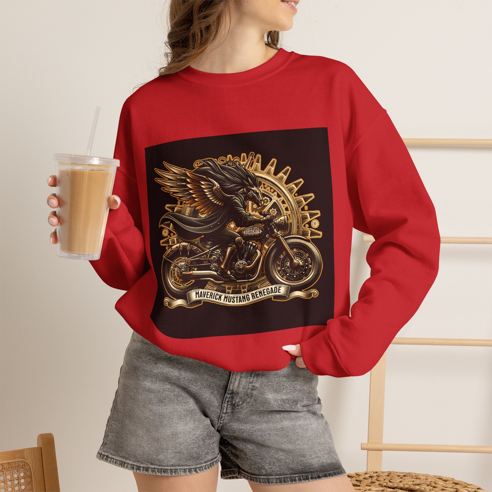 Motorcycle Eagle Crewneck Sweatshirt – "Liberty Rider" Vintage Biker Graphic