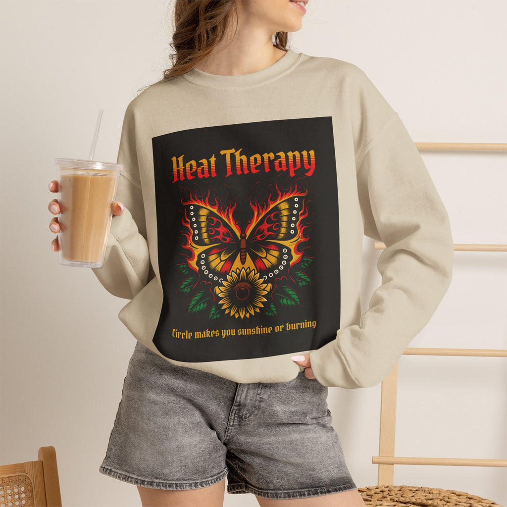 Heat Therapy Crewneck Sweatshirt — Butterfly Flame Graphic