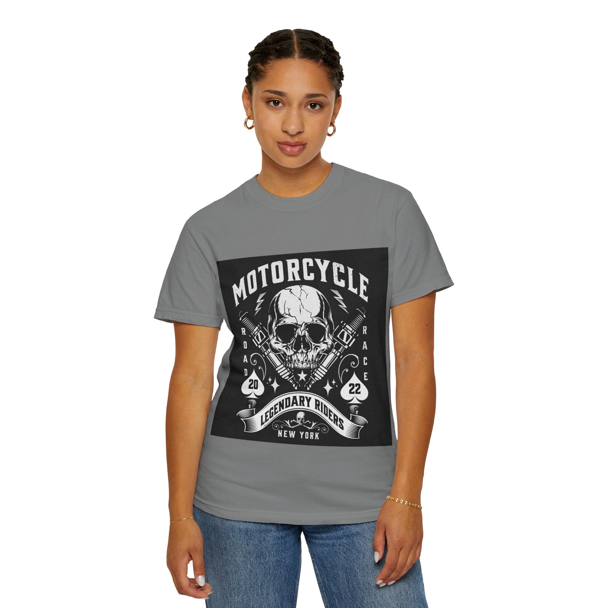 Motorcycle Skull Tee — "Legendary Riders" Vintage Biker Graphic T-Shirt