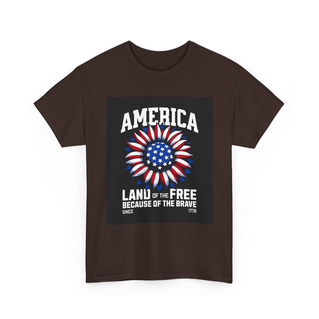 Patriotic America Tee — "Land of the Free Because of the Brave" Cotton T-Shirt