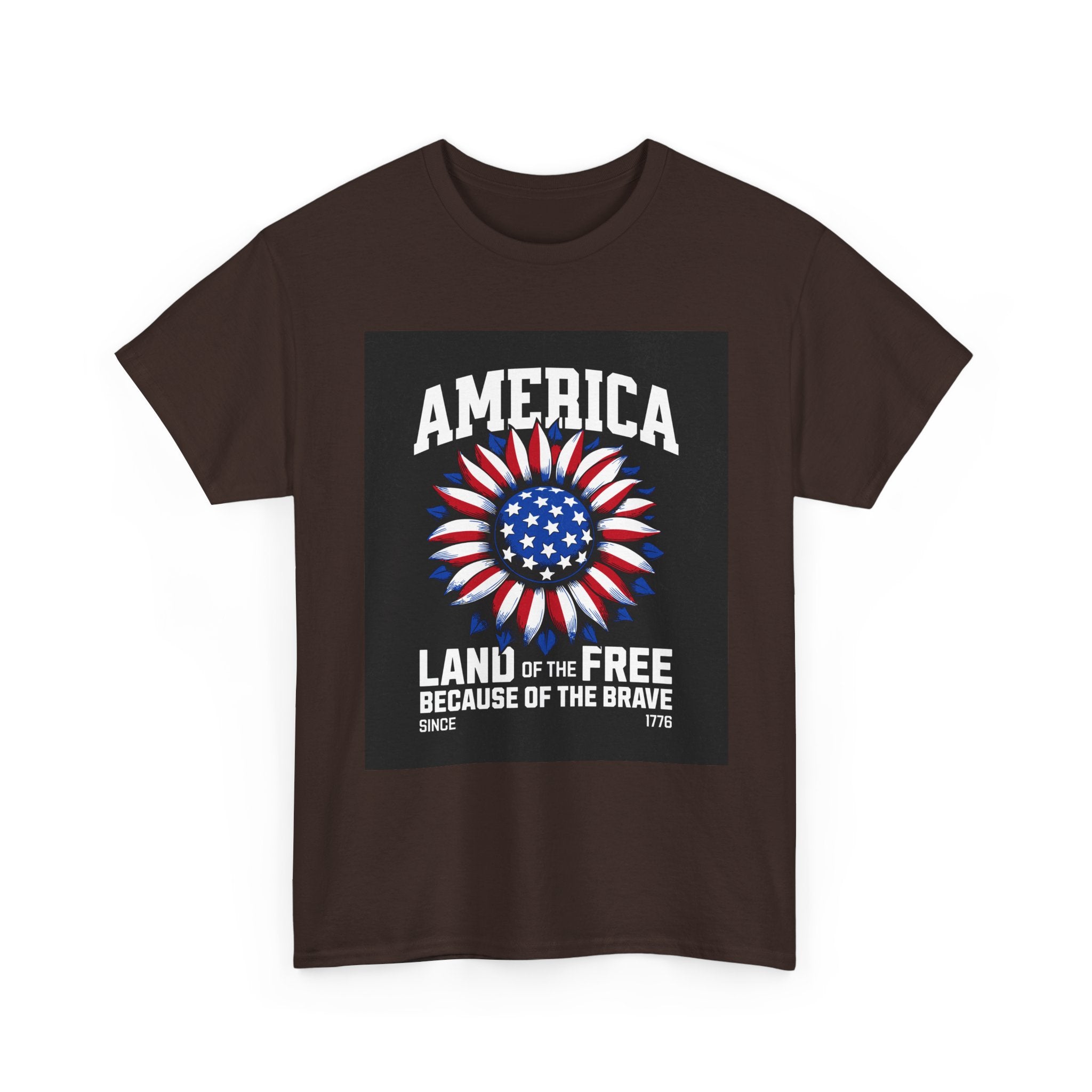 Patriotic America Tee — "Land of the Free Because of the Brave" Cotton T-Shirt