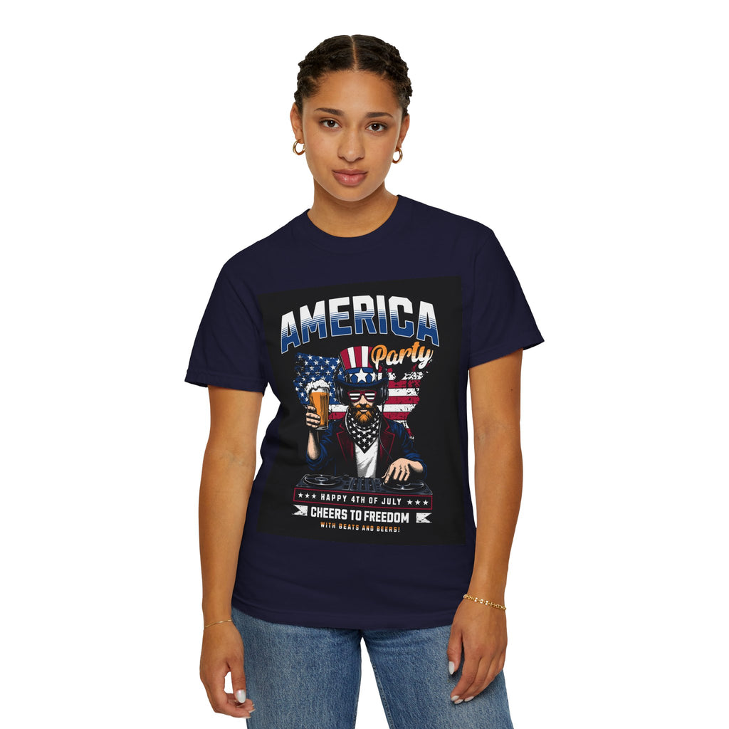 America Party T-Shirt — Cheers to Freedom 4th of July Patriotic Tee