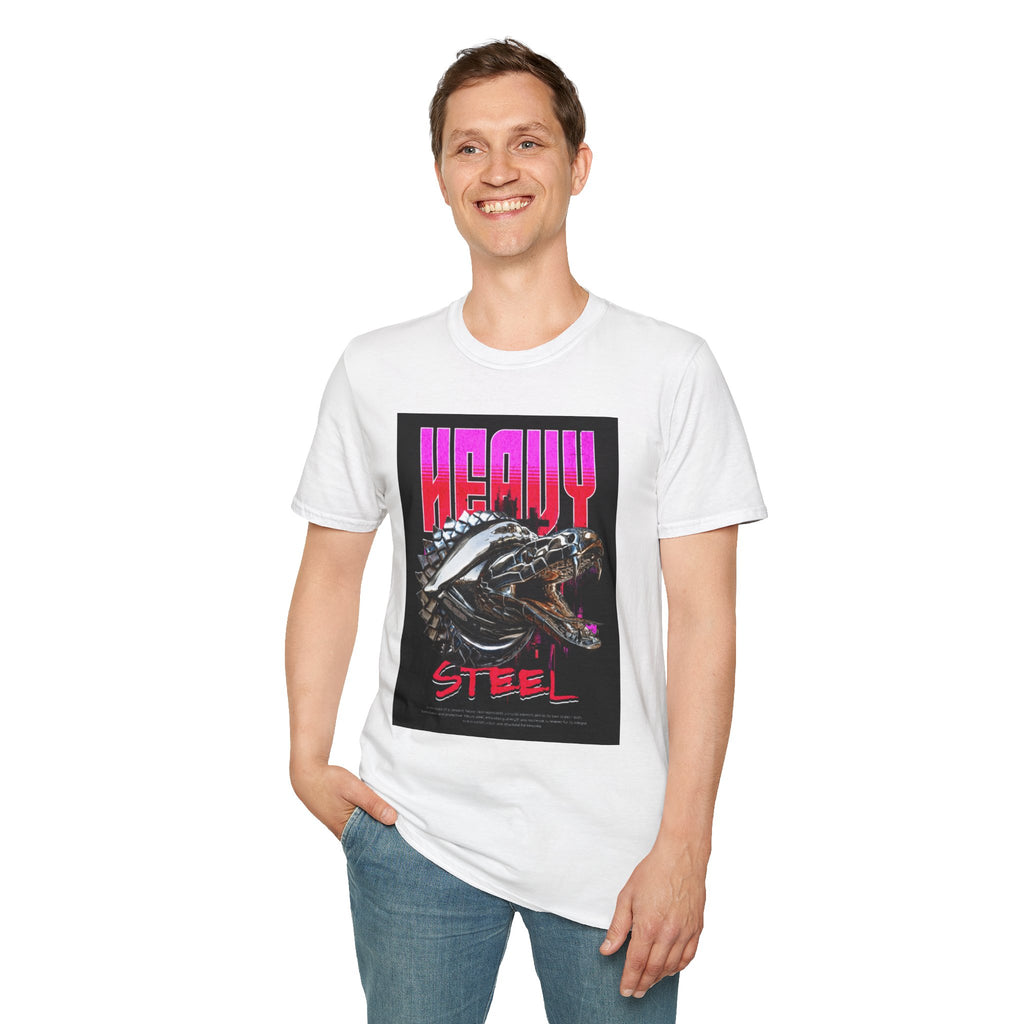 Heavy Steel T-Shirt — Retro Motorcycle Skull Graphic Tee