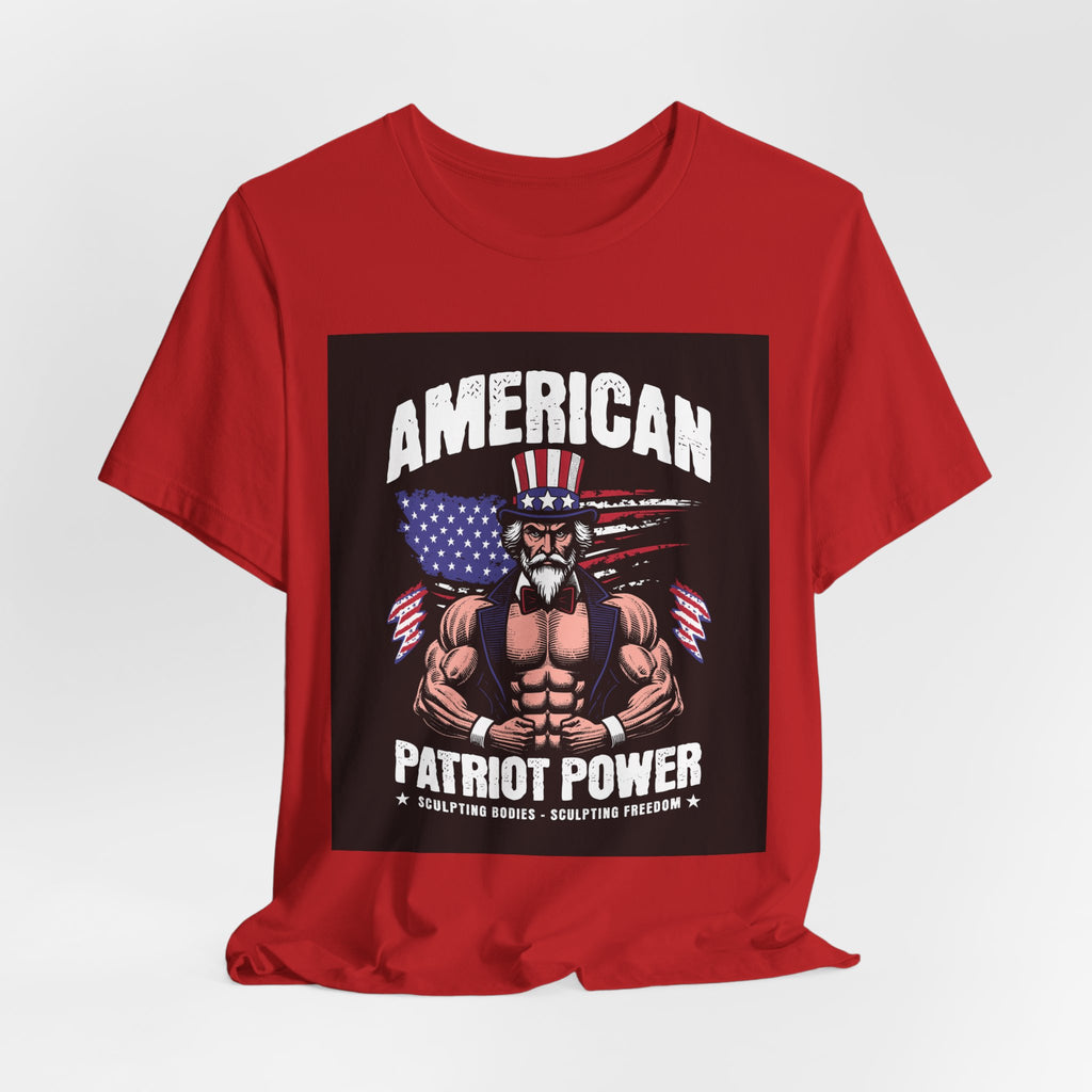 Patriot Power T-Shirt — American Flag Uncle Sam Muscle Graphic Tee