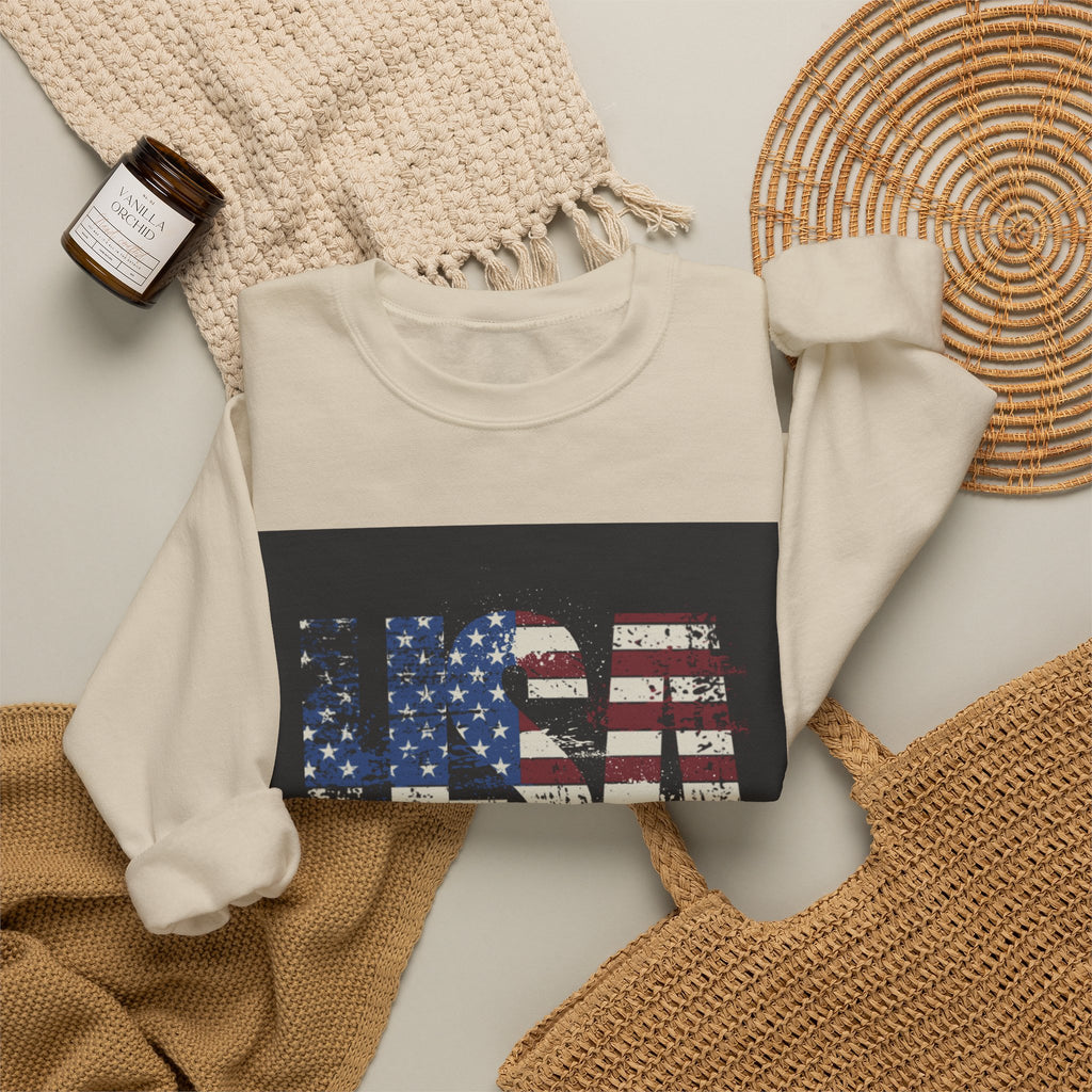 Made in America Flag Crewneck Sweatshirt — USA Vintage Patriotic Pullover