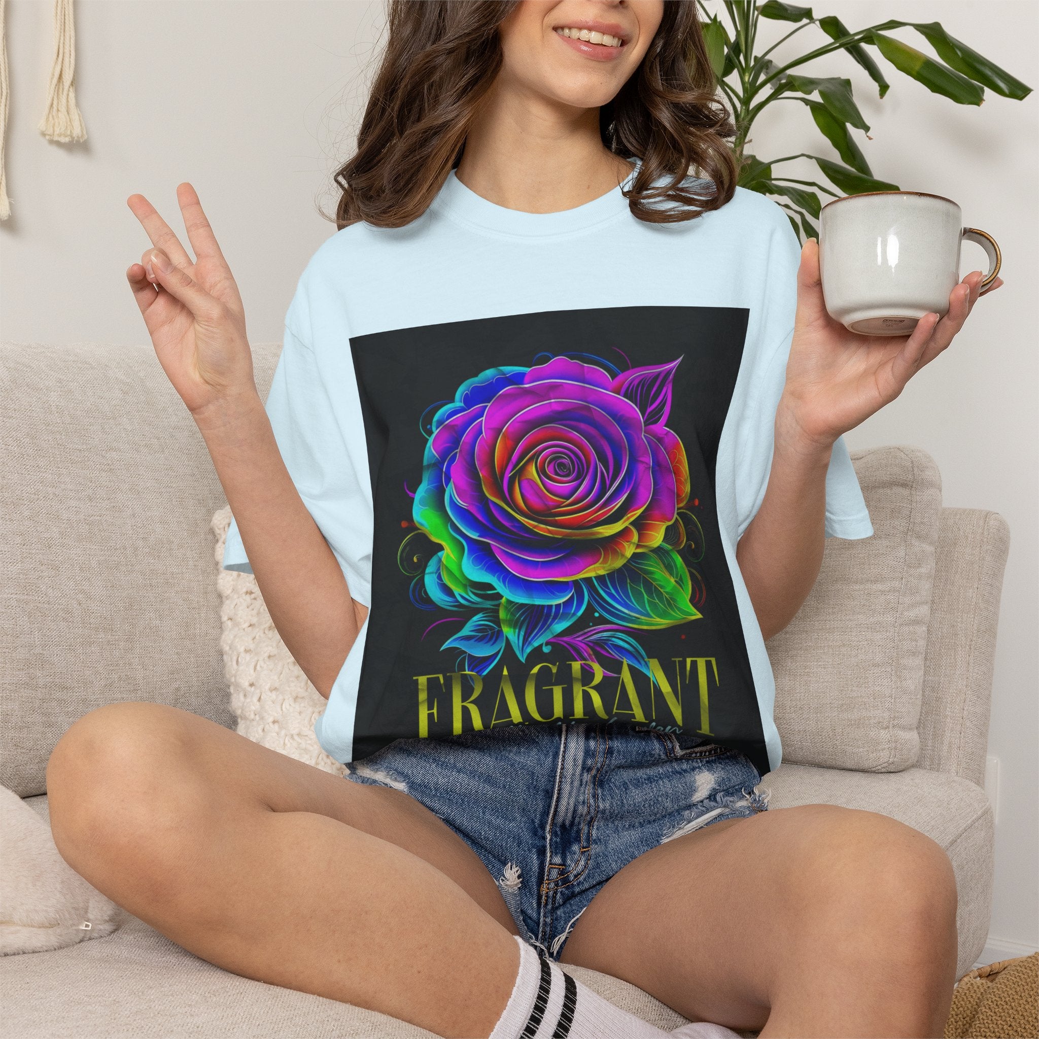 Fragrant Rainbow Rose T-Shirt — Vibrant Floral Graphic Tee